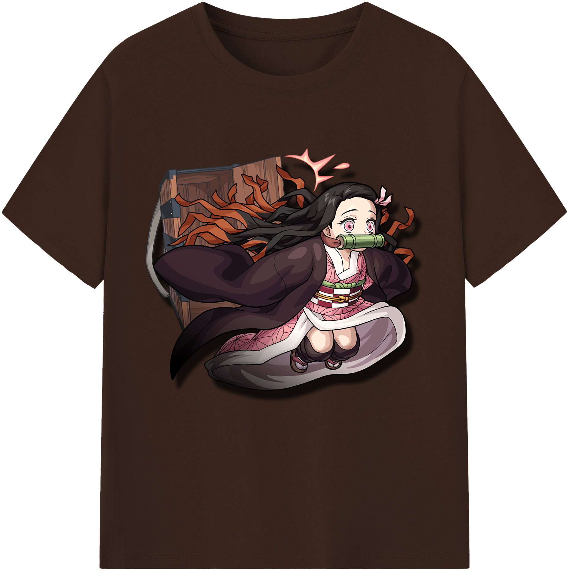 （画像用） 鬼滅の刃（きめつのやいば）竈門 禰󠄀豆子／かまど ねずこ Kamado Nezuko 綿100％半袖Tシャツ（フロントプリント）