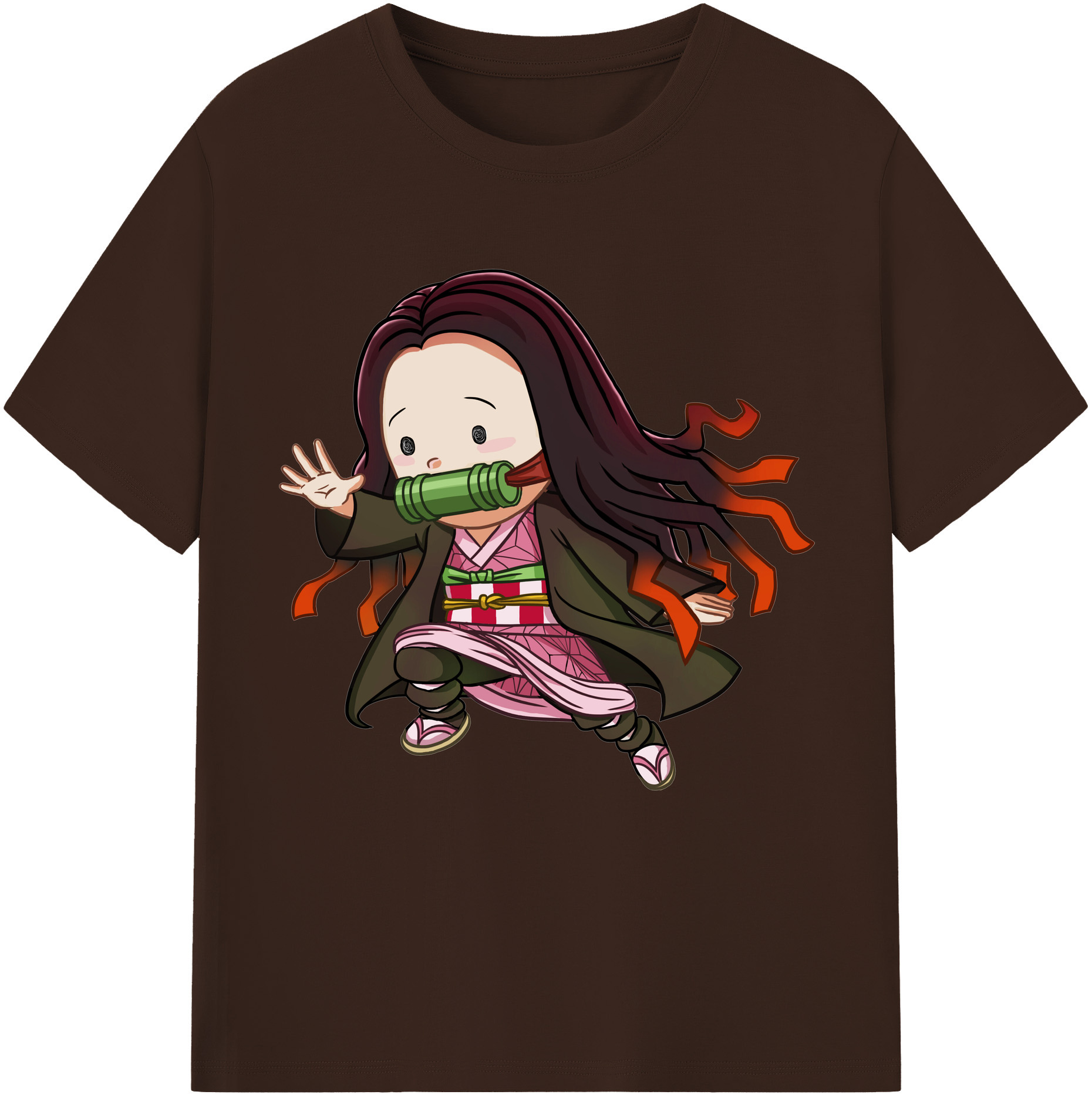 （画像用） 鬼滅の刃（きめつのやいば）竈門 禰󠄀豆子／かまど ねずこ Kamado Nezuko 綿100％半袖Tシャツ（フロントプリント）