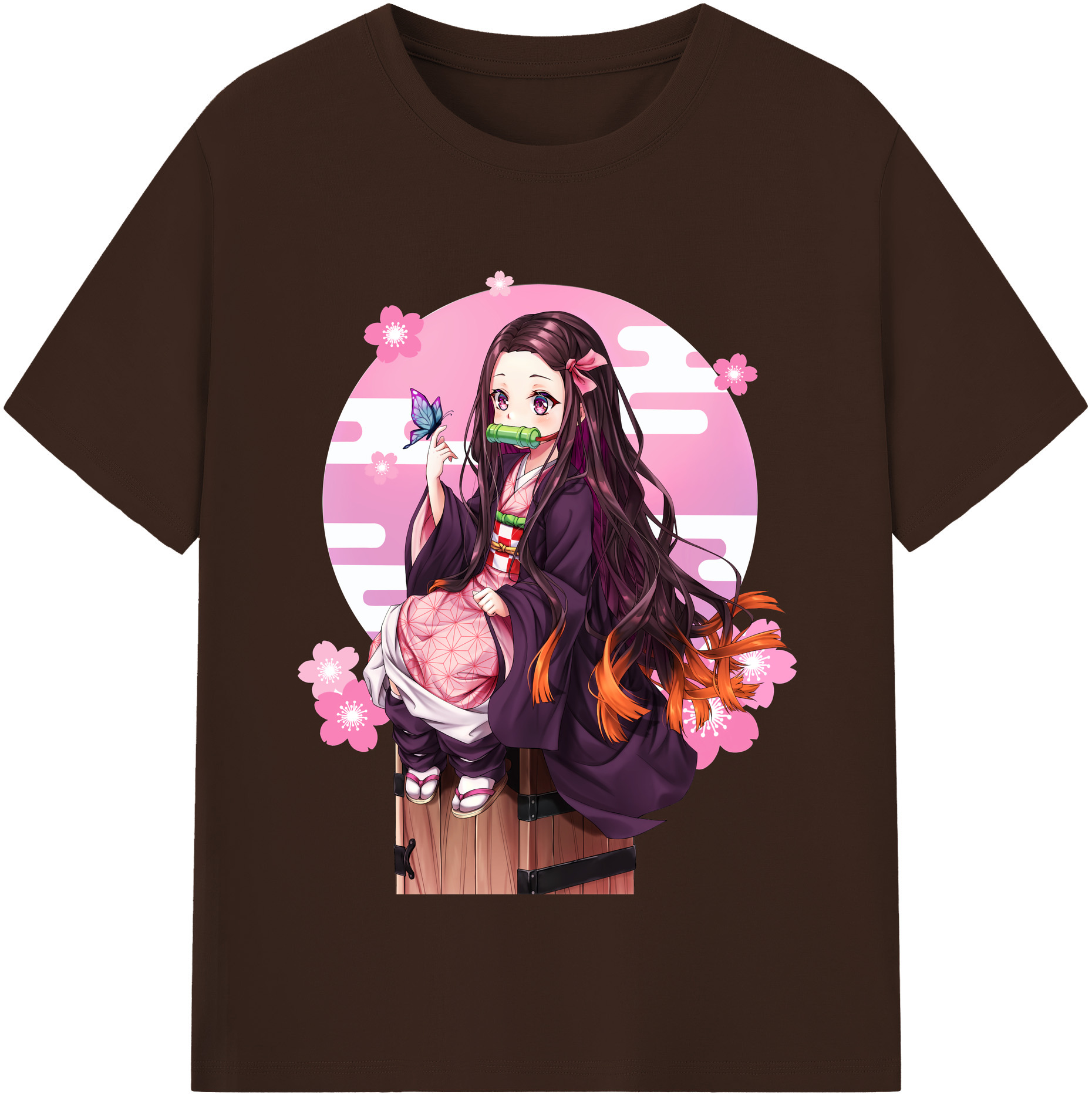 （画像用） 鬼滅の刃（きめつのやいば）竈門 禰󠄀豆子／かまど ねずこ Kamado Nezuko 綿100％半袖Tシャツ（フロントプリント）