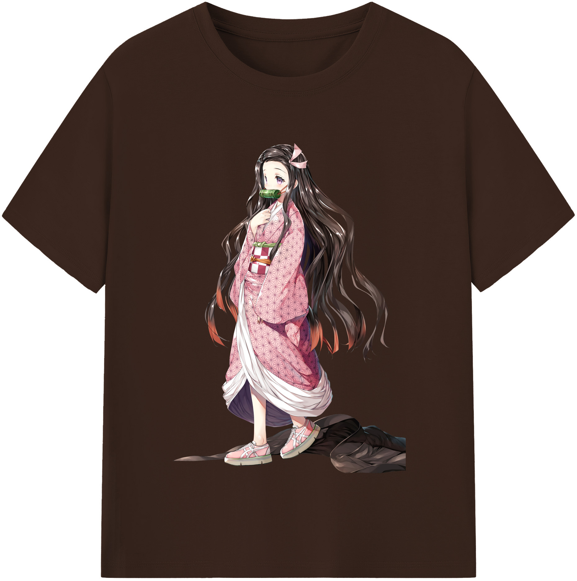 （画像用） 鬼滅の刃（きめつのやいば）竈門 禰󠄀豆子／かまど ねずこ Kamado Nezuko 綿100％半袖Tシャツ（フロントプリント）