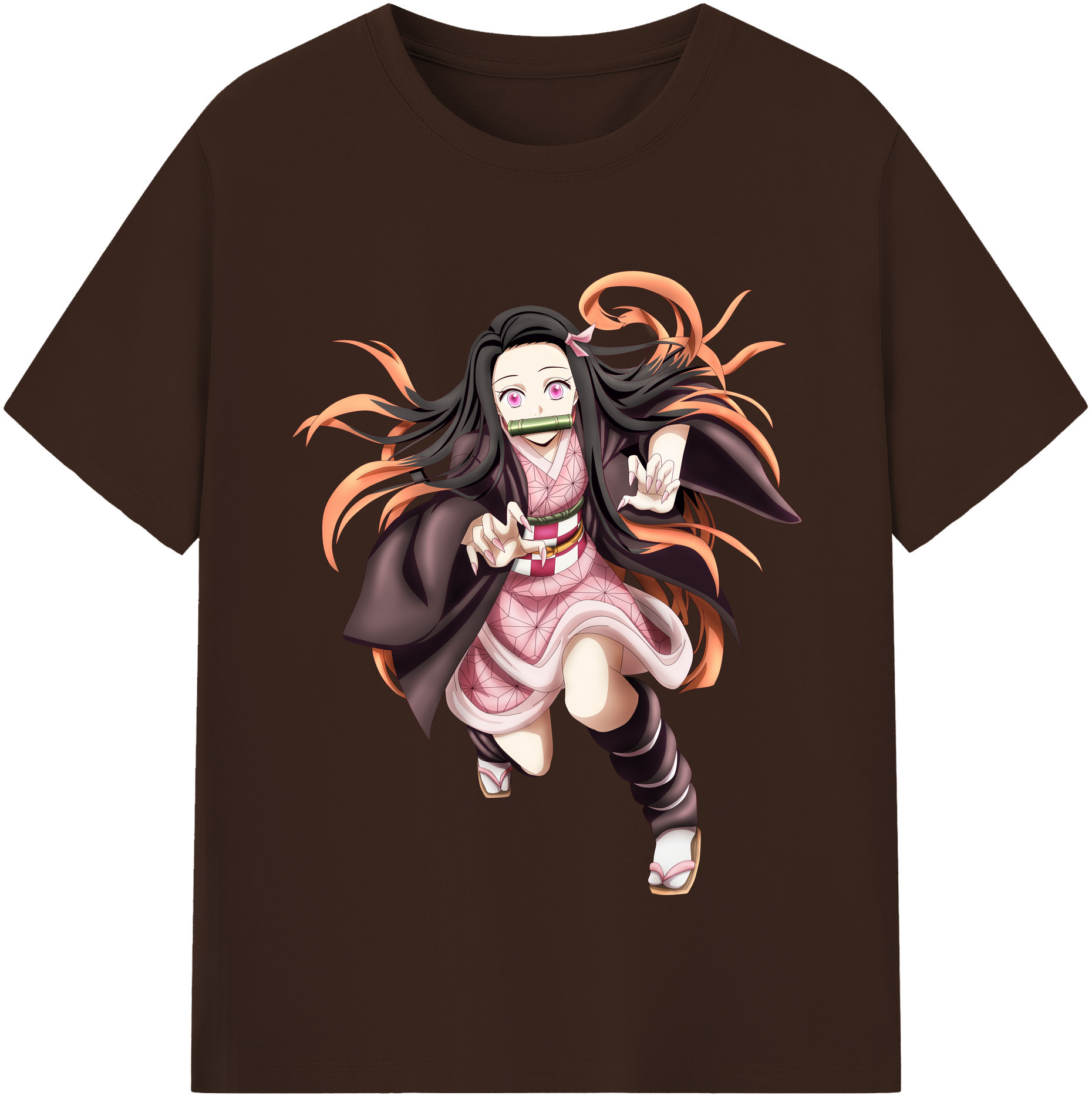 （画像用） 鬼滅の刃（きめつのやいば）竈門 禰󠄀豆子／かまど ねずこ Kamado Nezuko 綿100％半袖Tシャツ（フロントプリント）