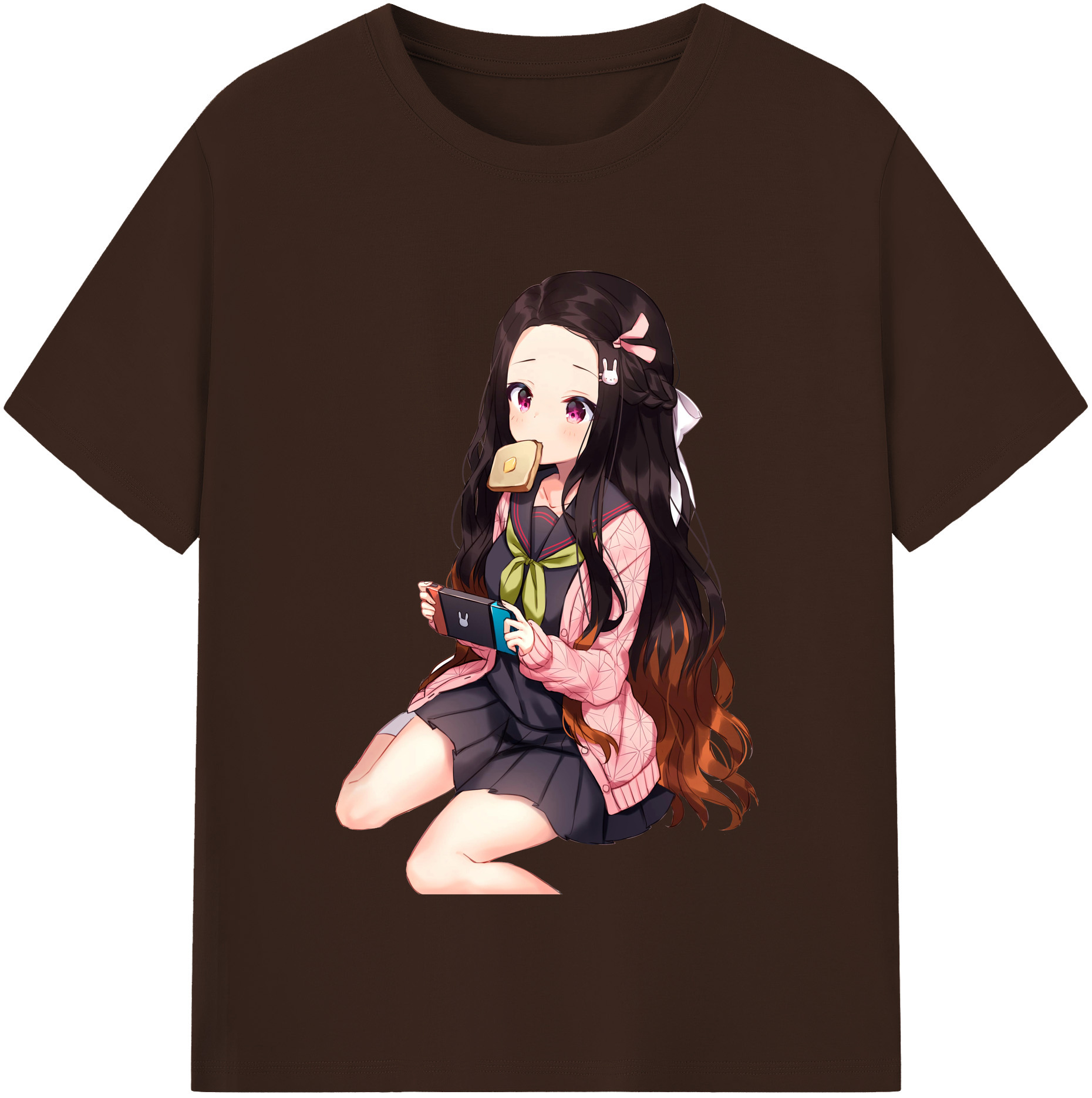 （画像用） 鬼滅の刃（きめつのやいば）竈門 禰󠄀豆子／かまど ねずこ Kamado Nezuko 綿100％半袖Tシャツ（フロントプリント）