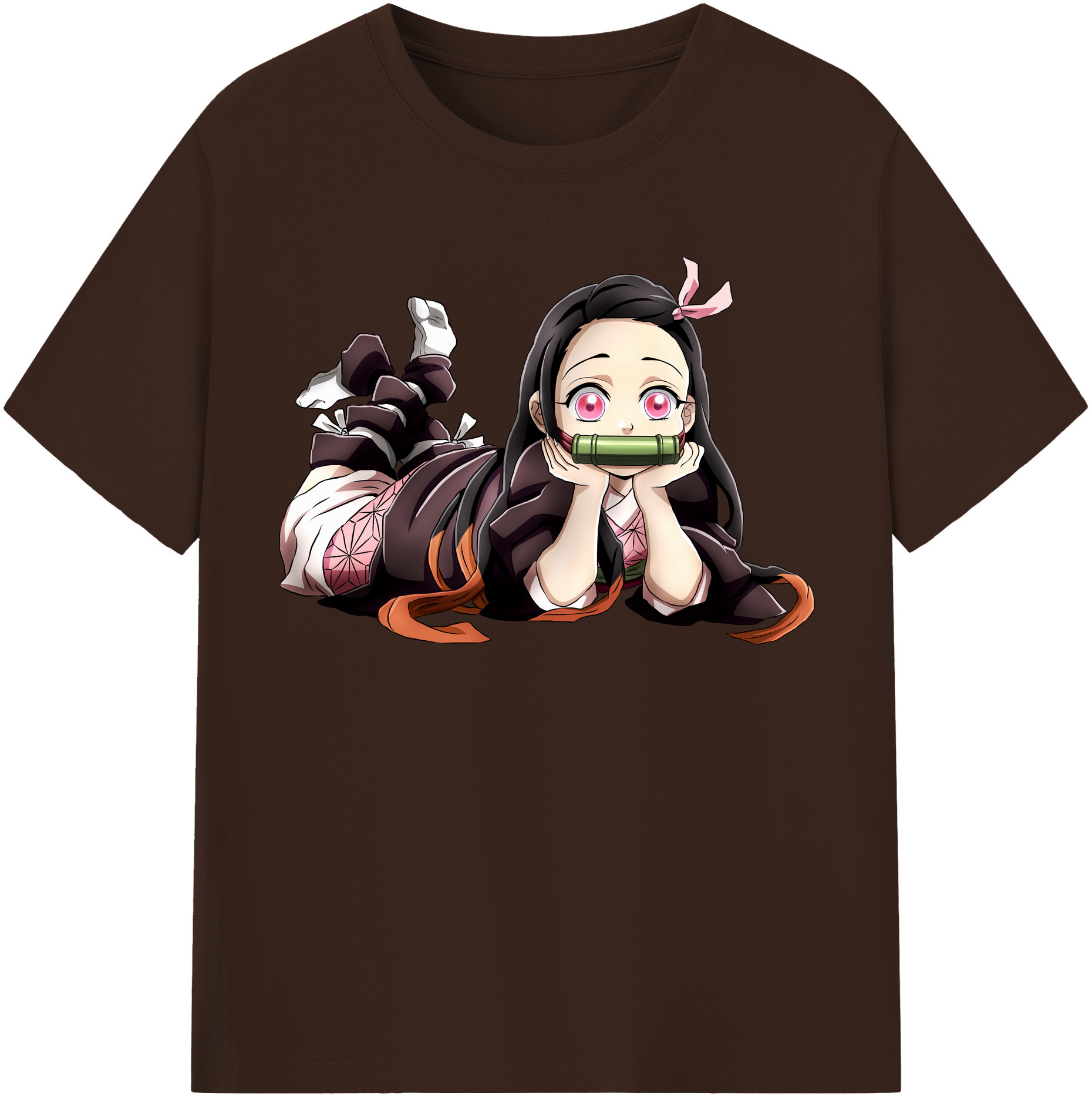 （画像用） 鬼滅の刃（きめつのやいば）竈門 禰󠄀豆子／かまど ねずこ Kamado Nezuko 綿100％半袖Tシャツ（フロントプリント）