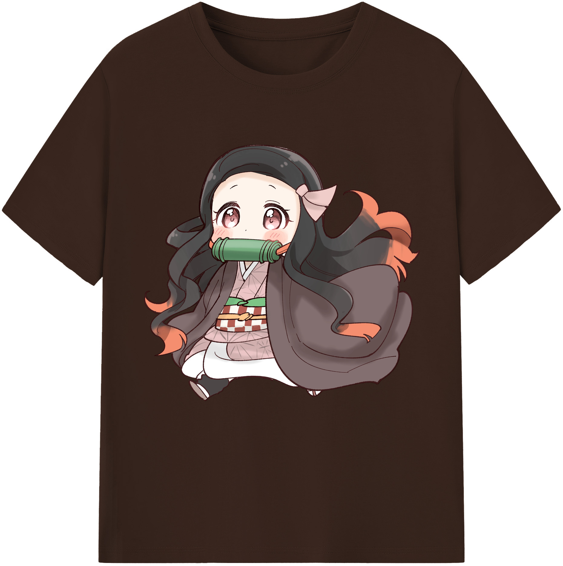 （画像用） 鬼滅の刃（きめつのやいば）竈門 禰󠄀豆子／かまど ねずこ Kamado Nezuko 綿100％半袖Tシャツ（フロントプリント）