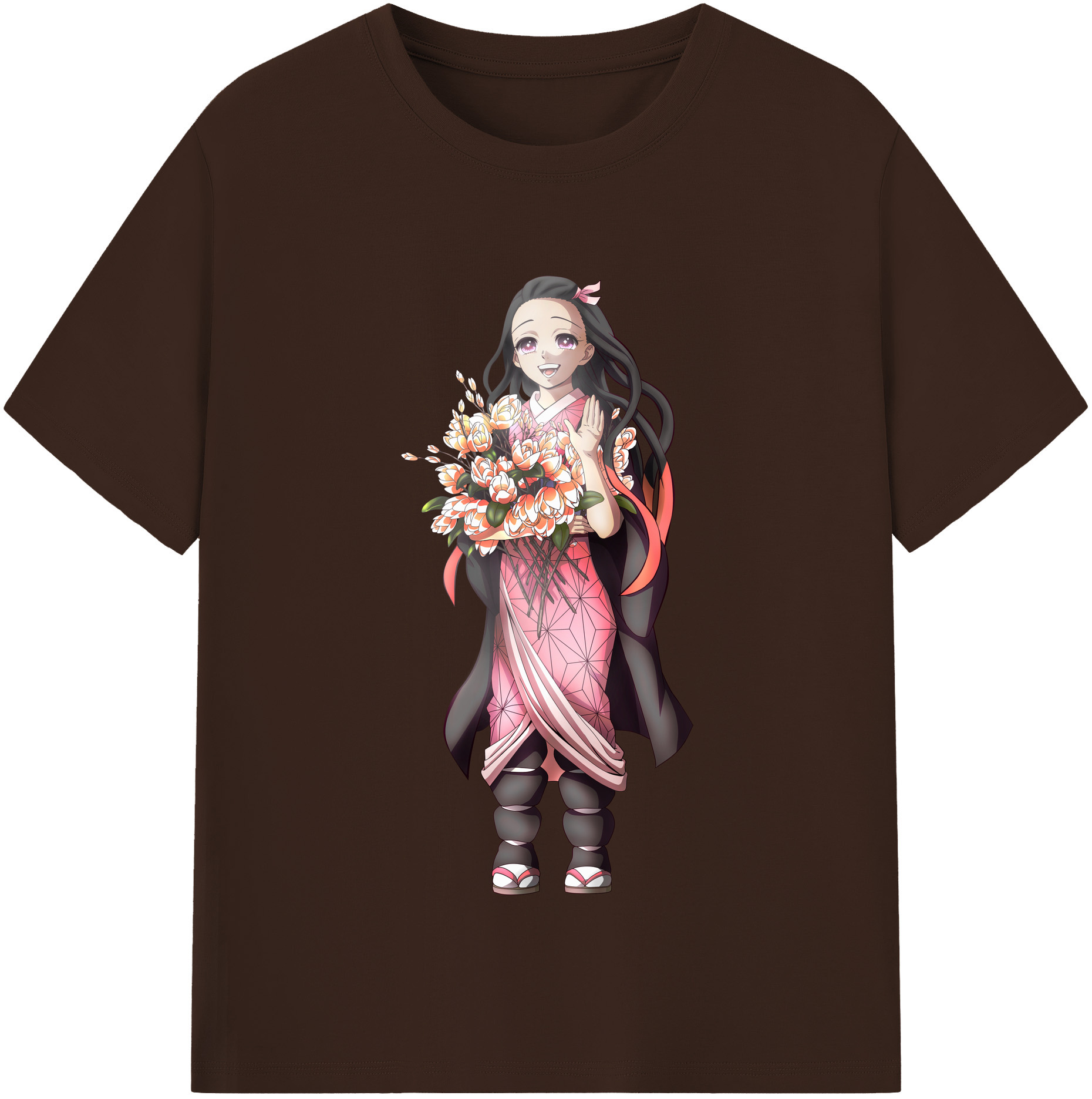 （画像用） 鬼滅の刃（きめつのやいば）竈門 禰󠄀豆子／かまど ねずこ Kamado Nezuko 綿100％半袖Tシャツ（フロントプリント）