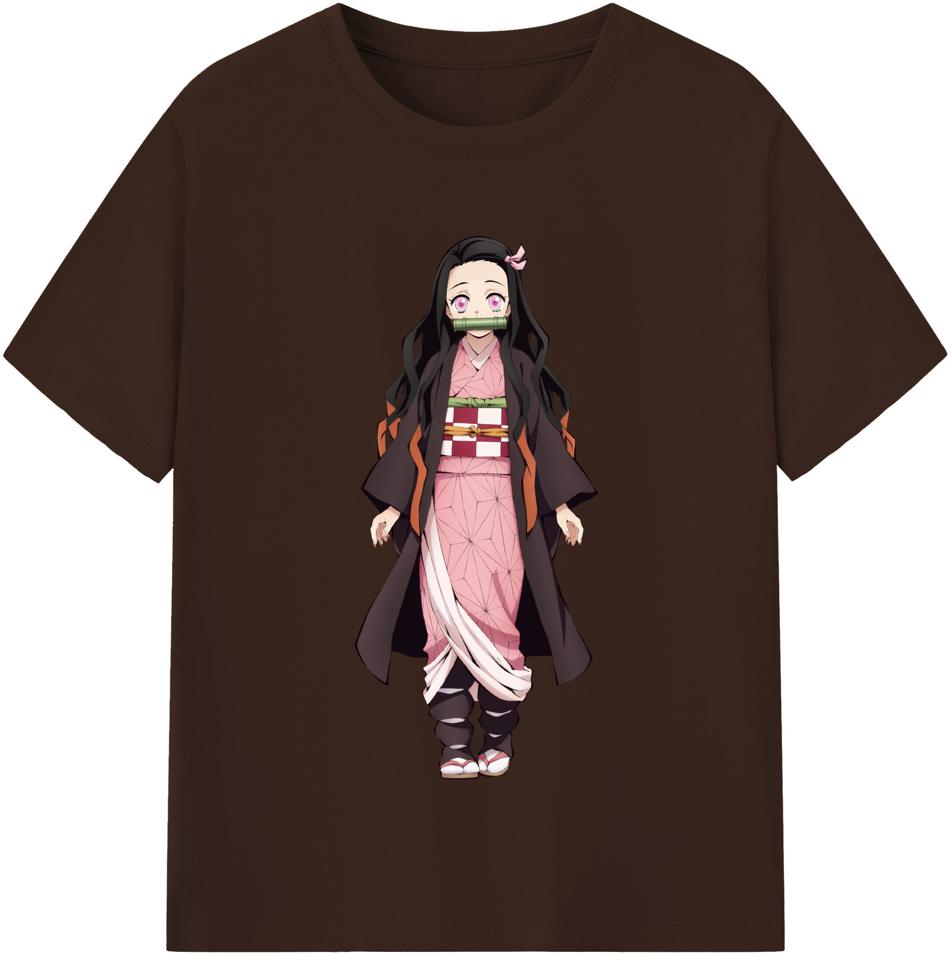 （画像用） 鬼滅の刃（きめつのやいば）竈門 禰󠄀豆子／かまど ねずこ Kamado Nezuko 綿100％半袖Tシャツ（フロントプリント）