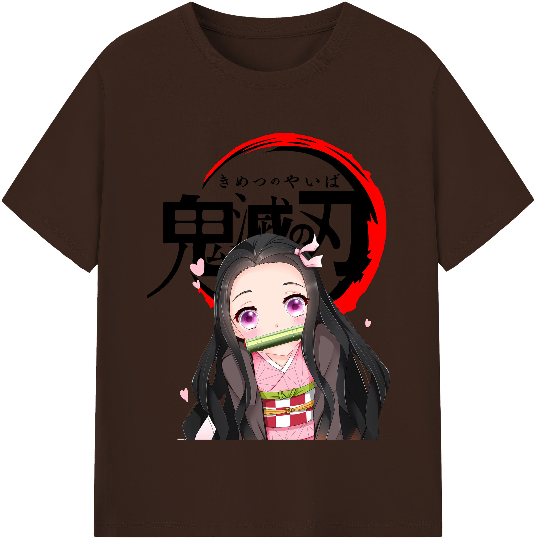 （画像用） 鬼滅の刃（きめつのやいば）竈門 禰󠄀豆子／かまど ねずこ Kamado Nezuko 綿100％半袖Tシャツ（フロントプリント）