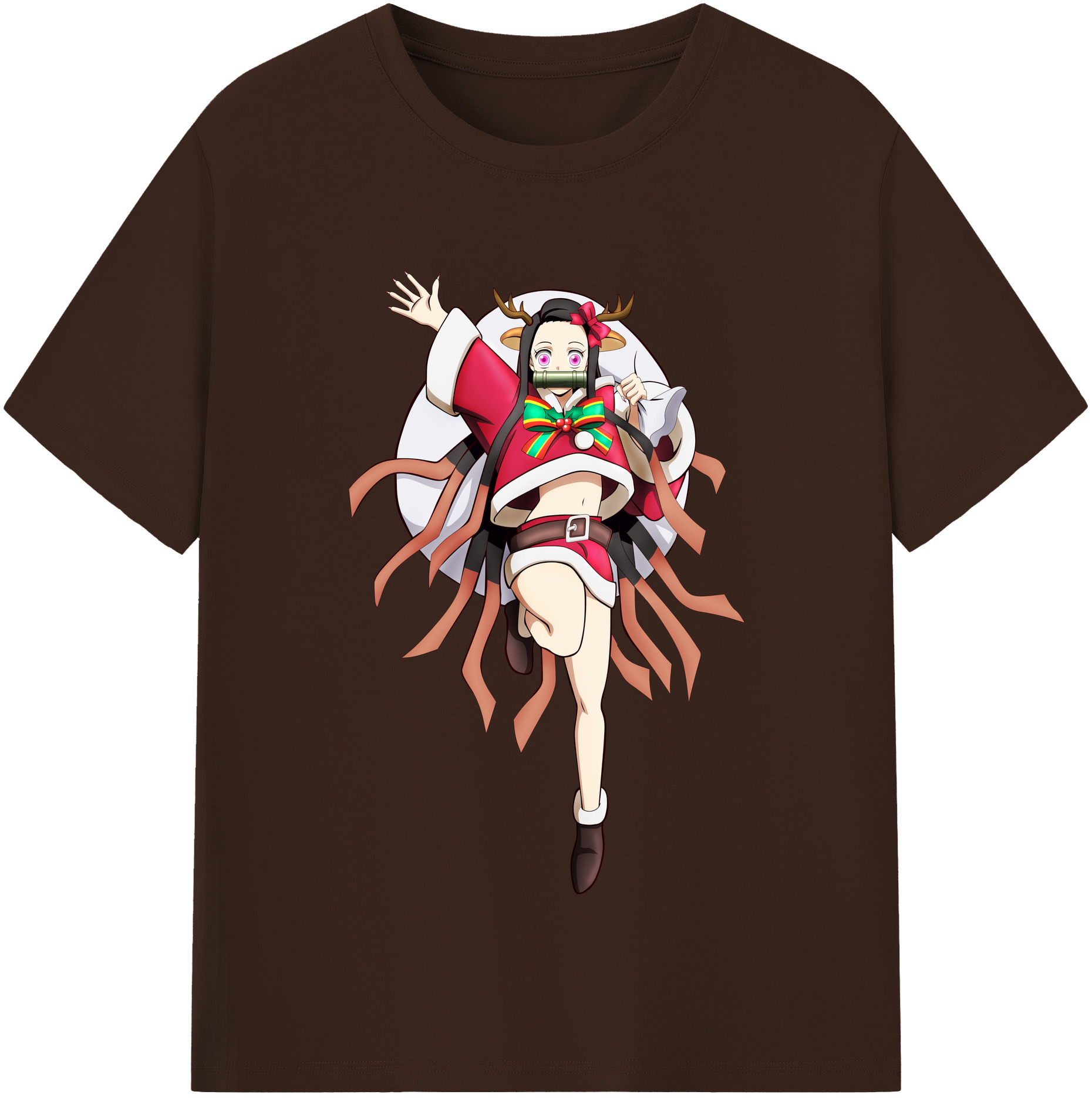 （画像用） 鬼滅の刃（きめつのやいば）竈門 禰󠄀豆子／かまど ねずこ Kamado Nezuko 綿100％半袖Tシャツ（フロントプリント）