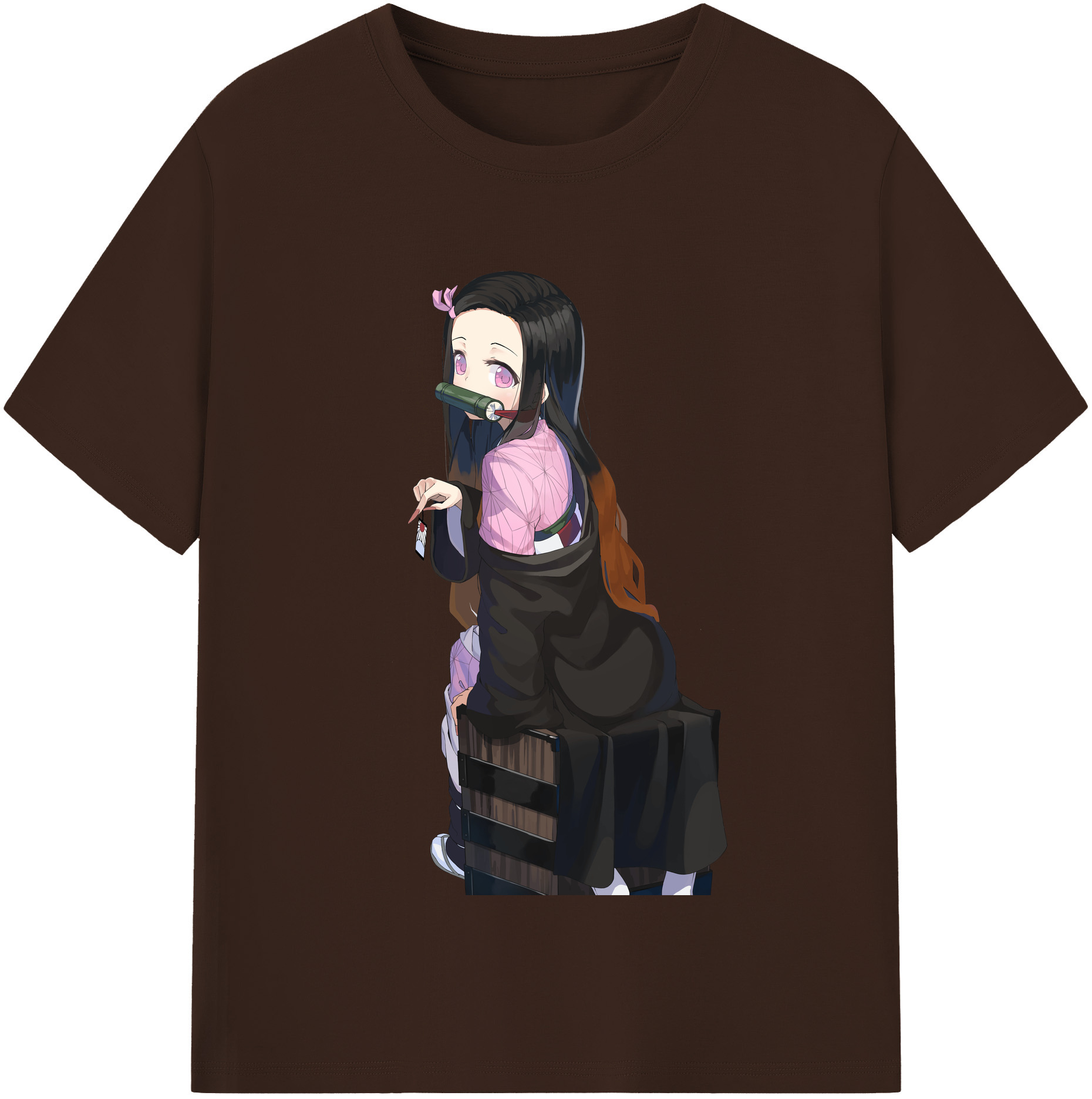 （画像用） 鬼滅の刃（きめつのやいば）竈門 禰󠄀豆子／かまど ねずこ Kamado Nezuko 綿100％半袖Tシャツ（フロントプリント）