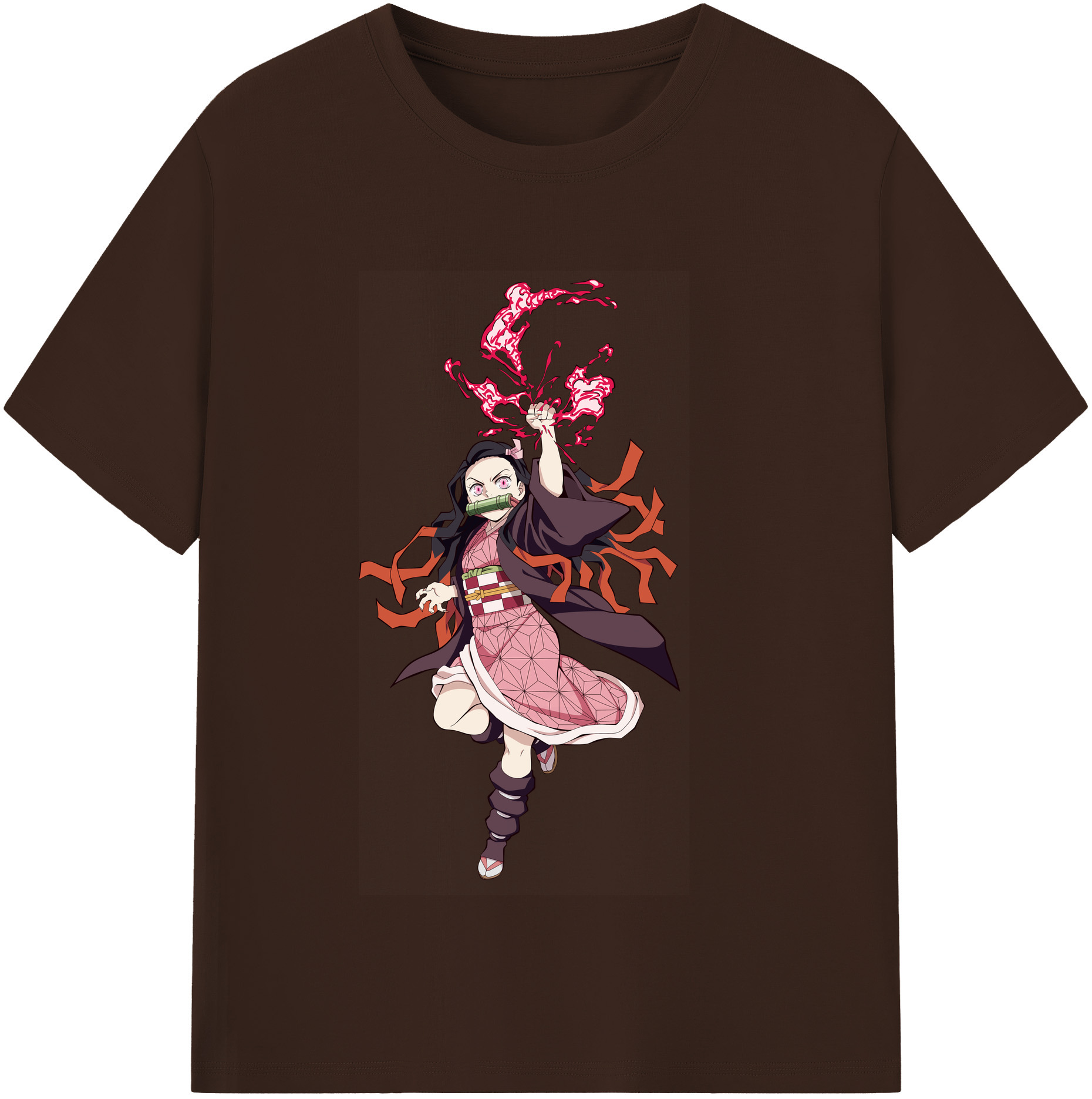 （画像用） 鬼滅の刃（きめつのやいば）竈門 禰󠄀豆子／かまど ねずこ Kamado Nezuko 綿100％半袖Tシャツ（フロントプリント）