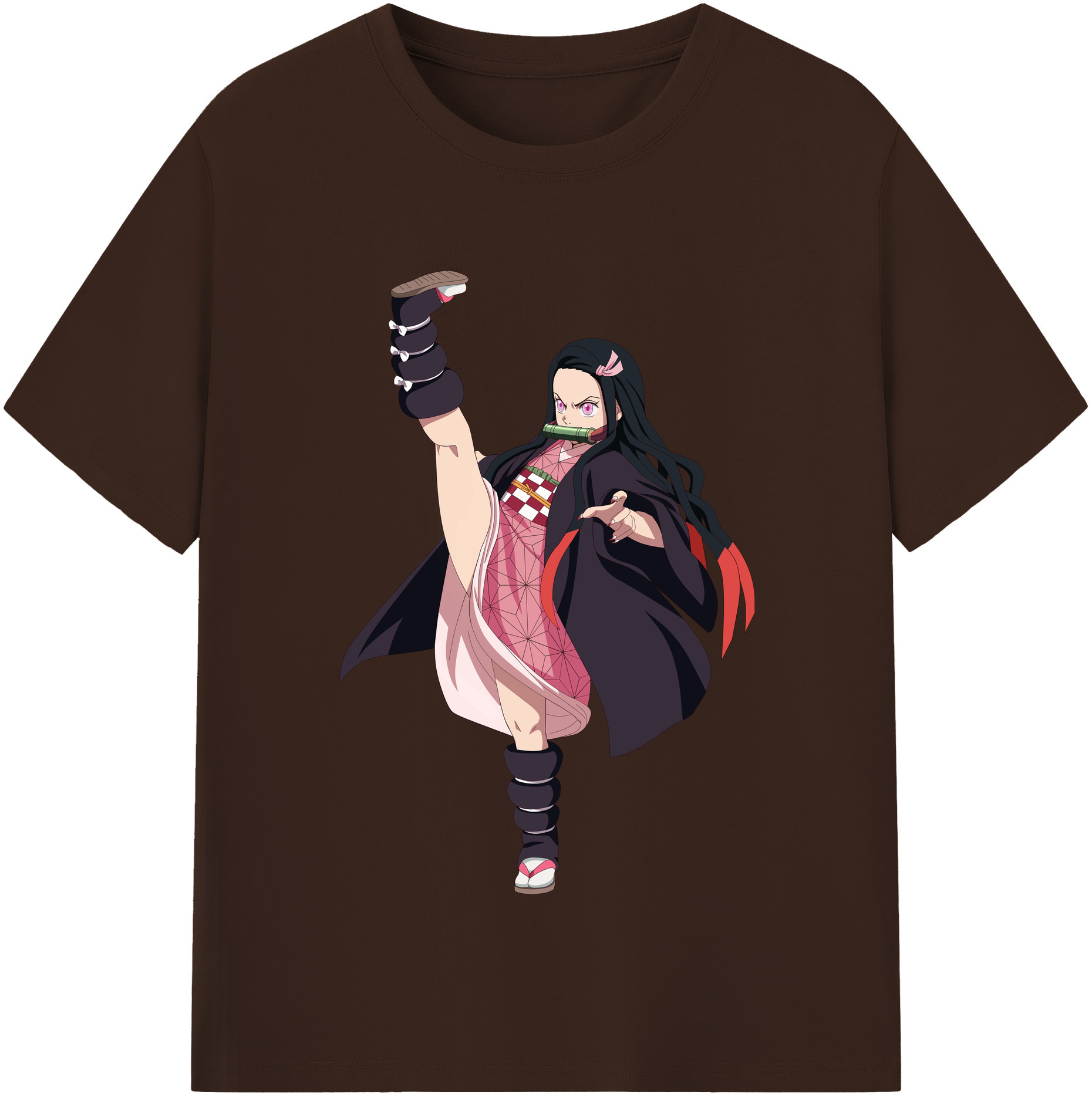 （画像用） 鬼滅の刃（きめつのやいば）竈門 禰󠄀豆子／かまど ねずこ Kamado Nezuko 綿100％半袖Tシャツ（フロントプリント）