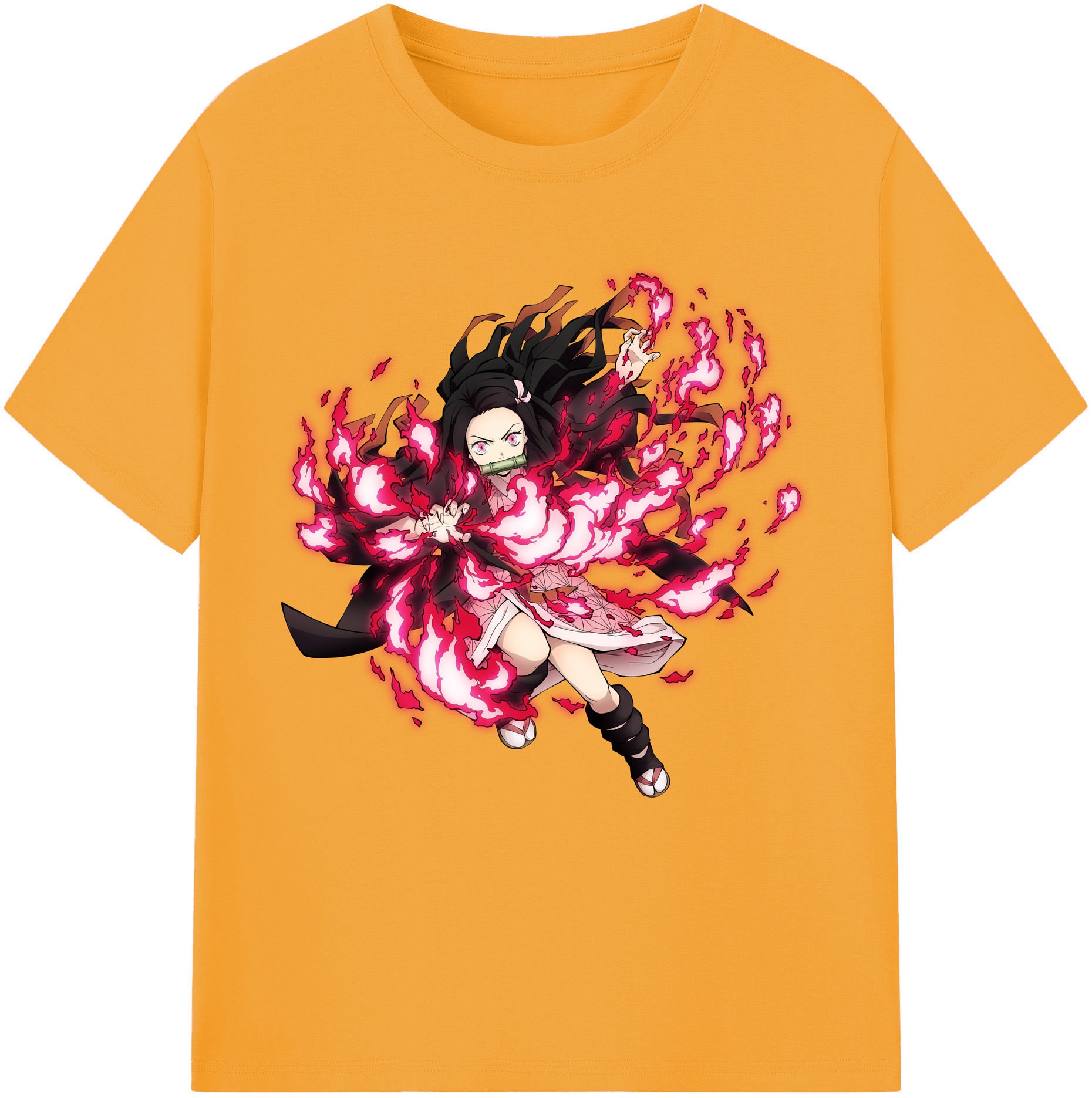 （画像用） 鬼滅の刃（きめつのやいば）竈門 禰󠄀豆子／かまど ねずこ Kamado Nezuko 綿100％半袖Tシャツ（フロントプリント）