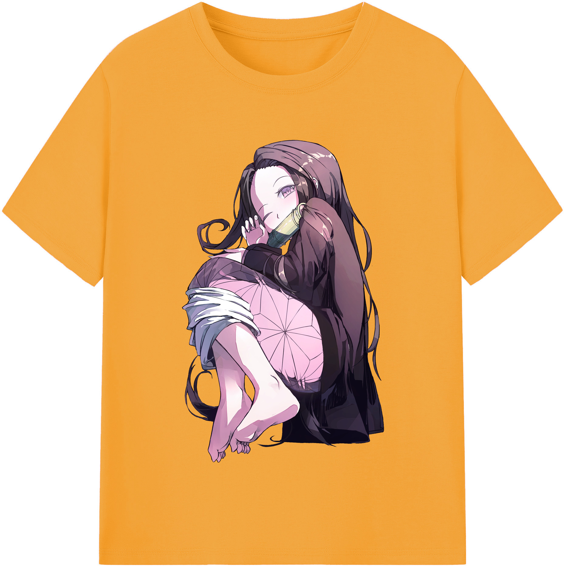 （画像用） 鬼滅の刃（きめつのやいば）竈門 禰󠄀豆子／かまど ねずこ Kamado Nezuko 綿100％半袖Tシャツ（フロントプリント）