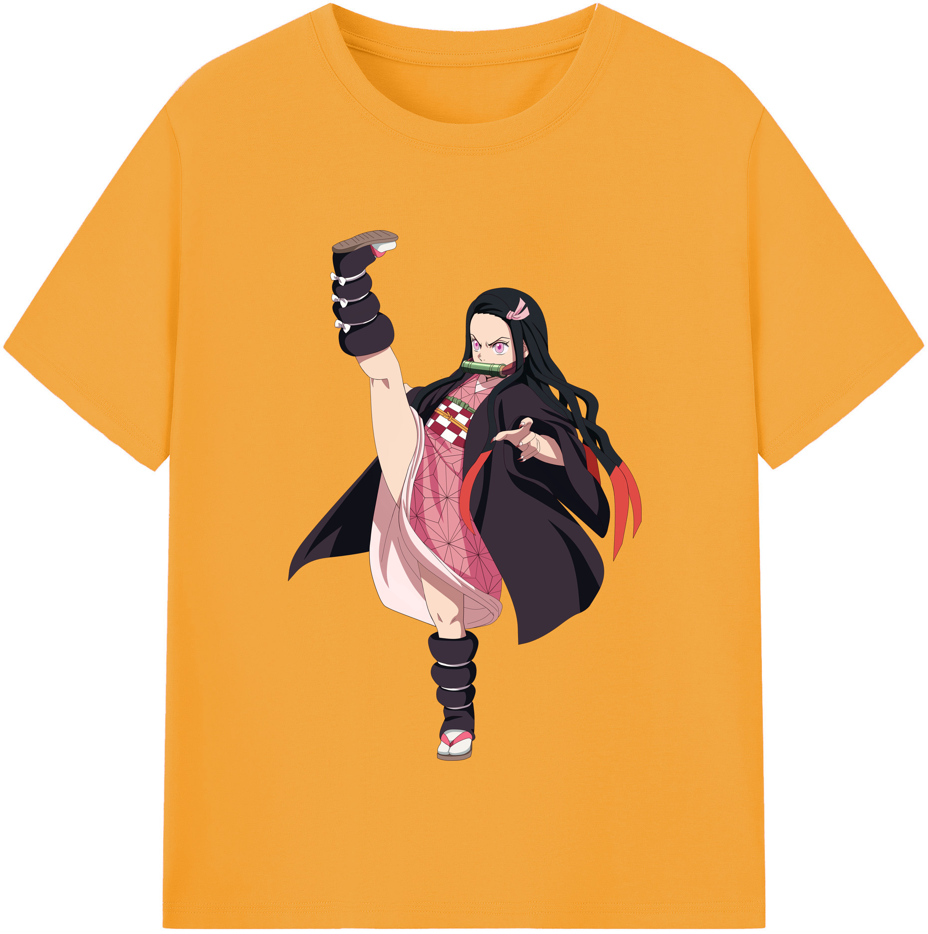 （画像用） 鬼滅の刃（きめつのやいば）竈門 禰󠄀豆子／かまど ねずこ Kamado Nezuko 綿100％半袖Tシャツ（フロントプリント）