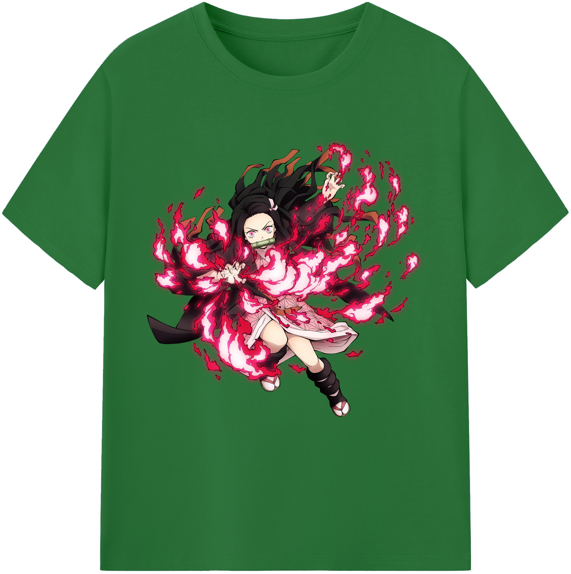 （画像用） 鬼滅の刃（きめつのやいば）竈門 禰󠄀豆子／かまど ねずこ Kamado Nezuko 綿100％半袖Tシャツ（フロントプリント）