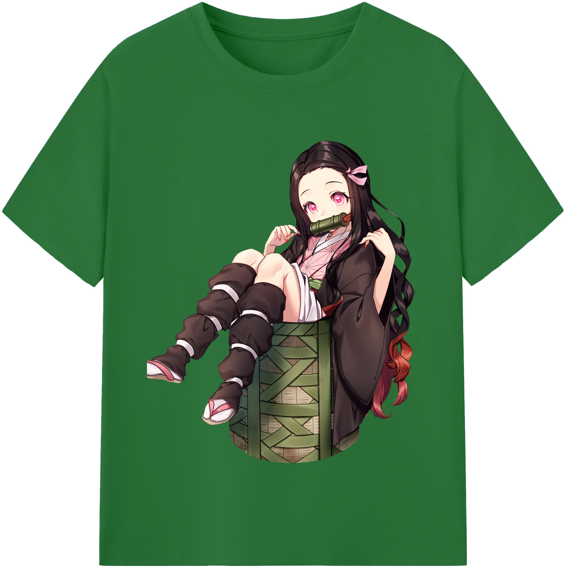 （画像用） 鬼滅の刃（きめつのやいば）竈門 禰󠄀豆子／かまど ねずこ Kamado Nezuko 綿100％半袖Tシャツ（フロントプリント）