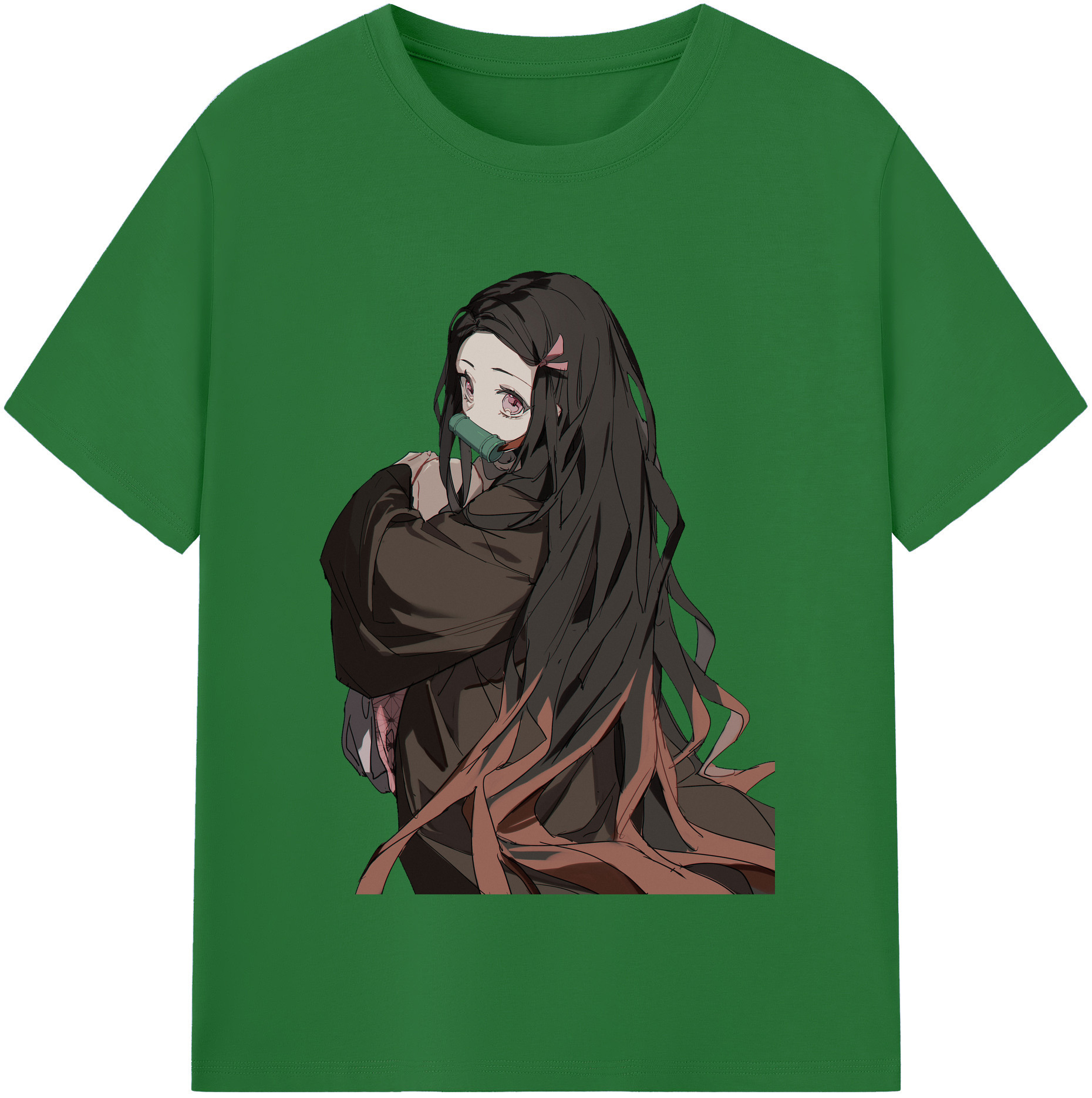 （画像用） 鬼滅の刃（きめつのやいば）竈門 禰󠄀豆子／かまど ねずこ Kamado Nezuko 綿100％半袖Tシャツ（フロントプリント）