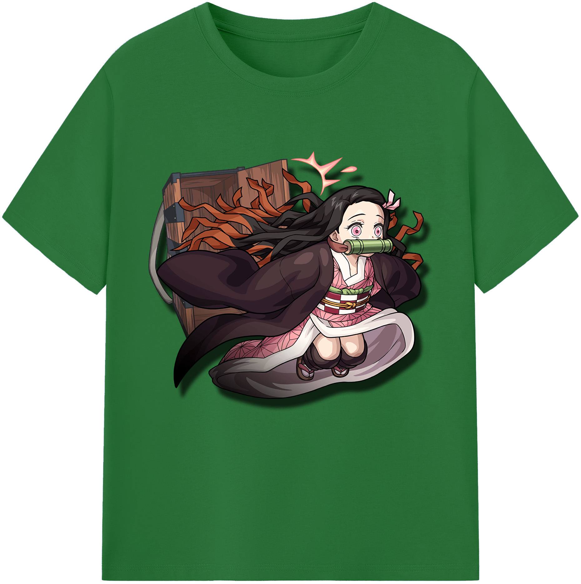 （画像用） 鬼滅の刃（きめつのやいば）竈門 禰󠄀豆子／かまど ねずこ Kamado Nezuko 綿100％半袖Tシャツ（フロントプリント）