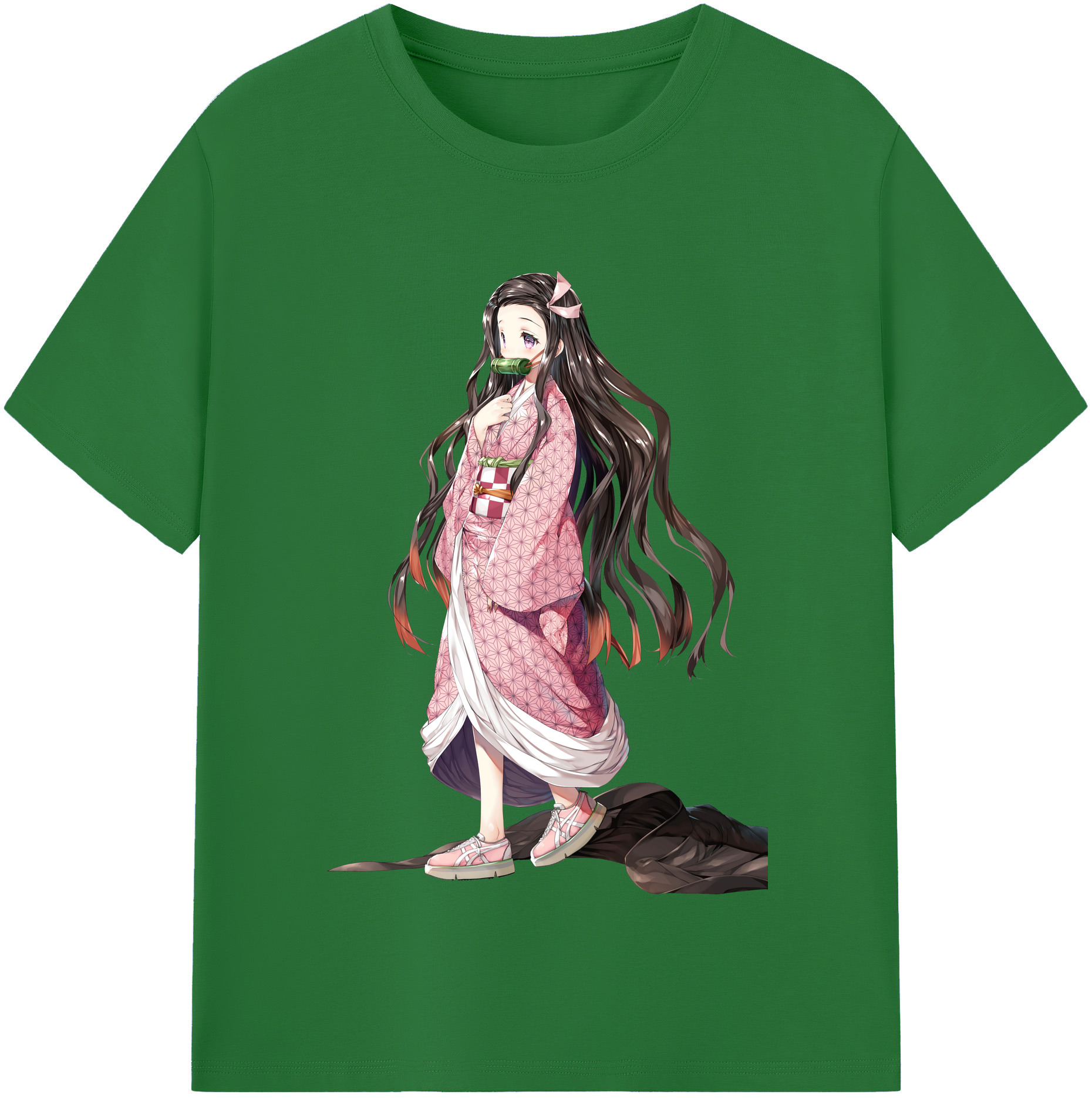 （画像用） 鬼滅の刃（きめつのやいば）竈門 禰󠄀豆子／かまど ねずこ Kamado Nezuko 綿100％半袖Tシャツ（フロントプリント）