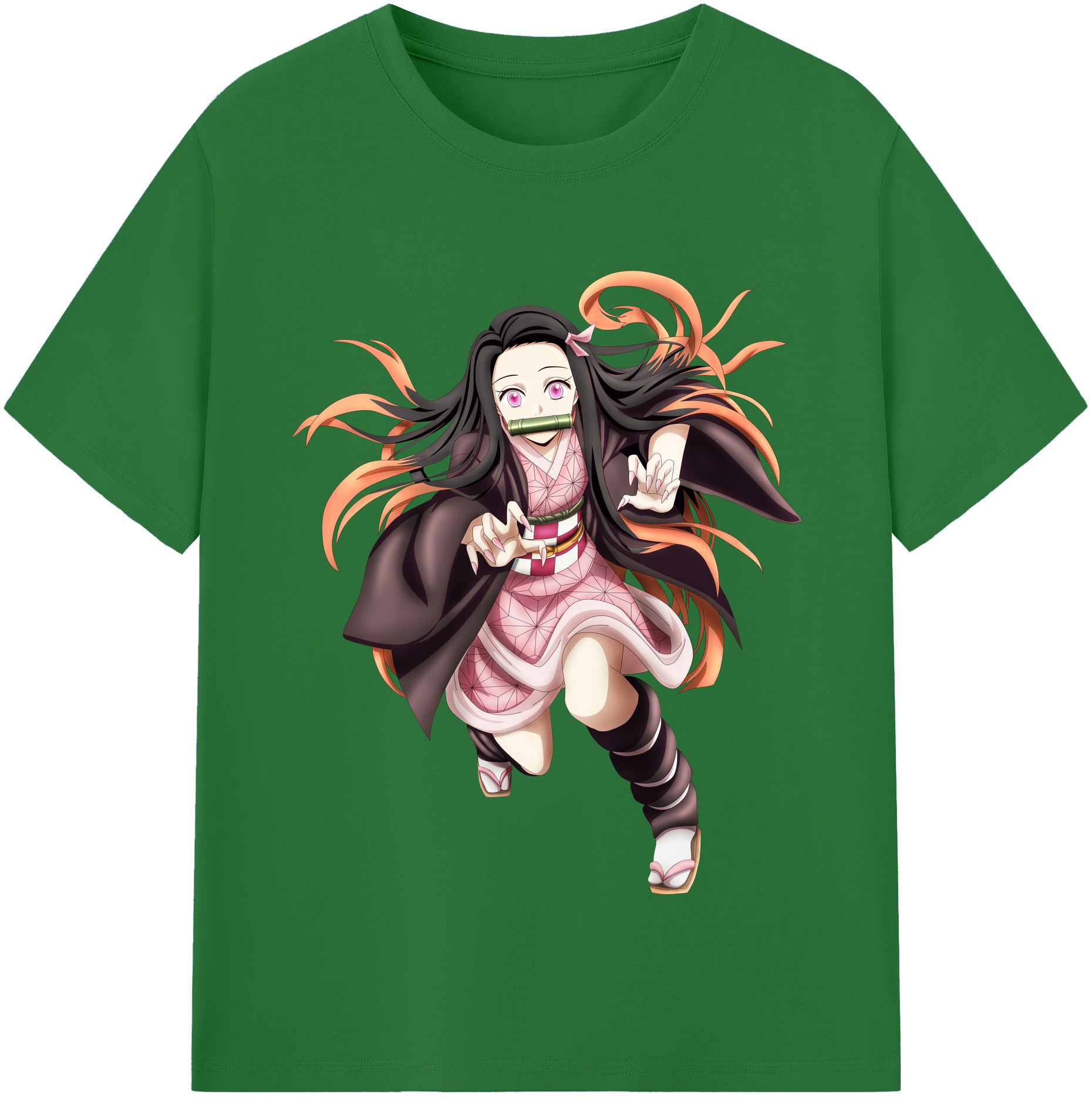 （画像用） 鬼滅の刃（きめつのやいば）竈門 禰󠄀豆子／かまど ねずこ Kamado Nezuko 綿100％半袖Tシャツ（フロントプリント）