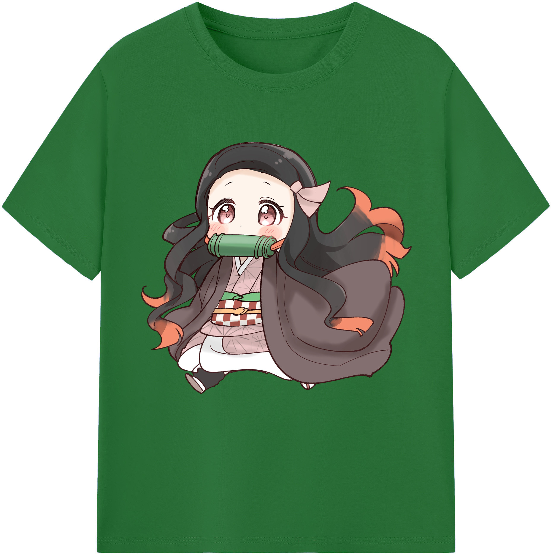 （画像用） 鬼滅の刃（きめつのやいば）竈門 禰󠄀豆子／かまど ねずこ Kamado Nezuko 綿100％半袖Tシャツ（フロントプリント）