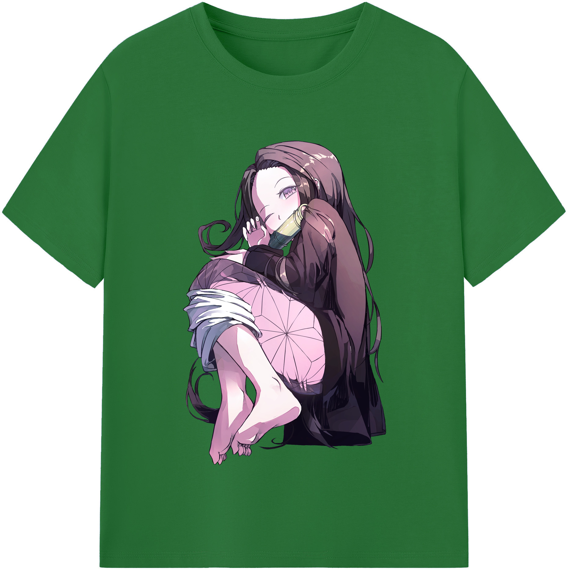 （画像用） 鬼滅の刃（きめつのやいば）竈門 禰󠄀豆子／かまど ねずこ Kamado Nezuko 綿100％半袖Tシャツ（フロントプリント）