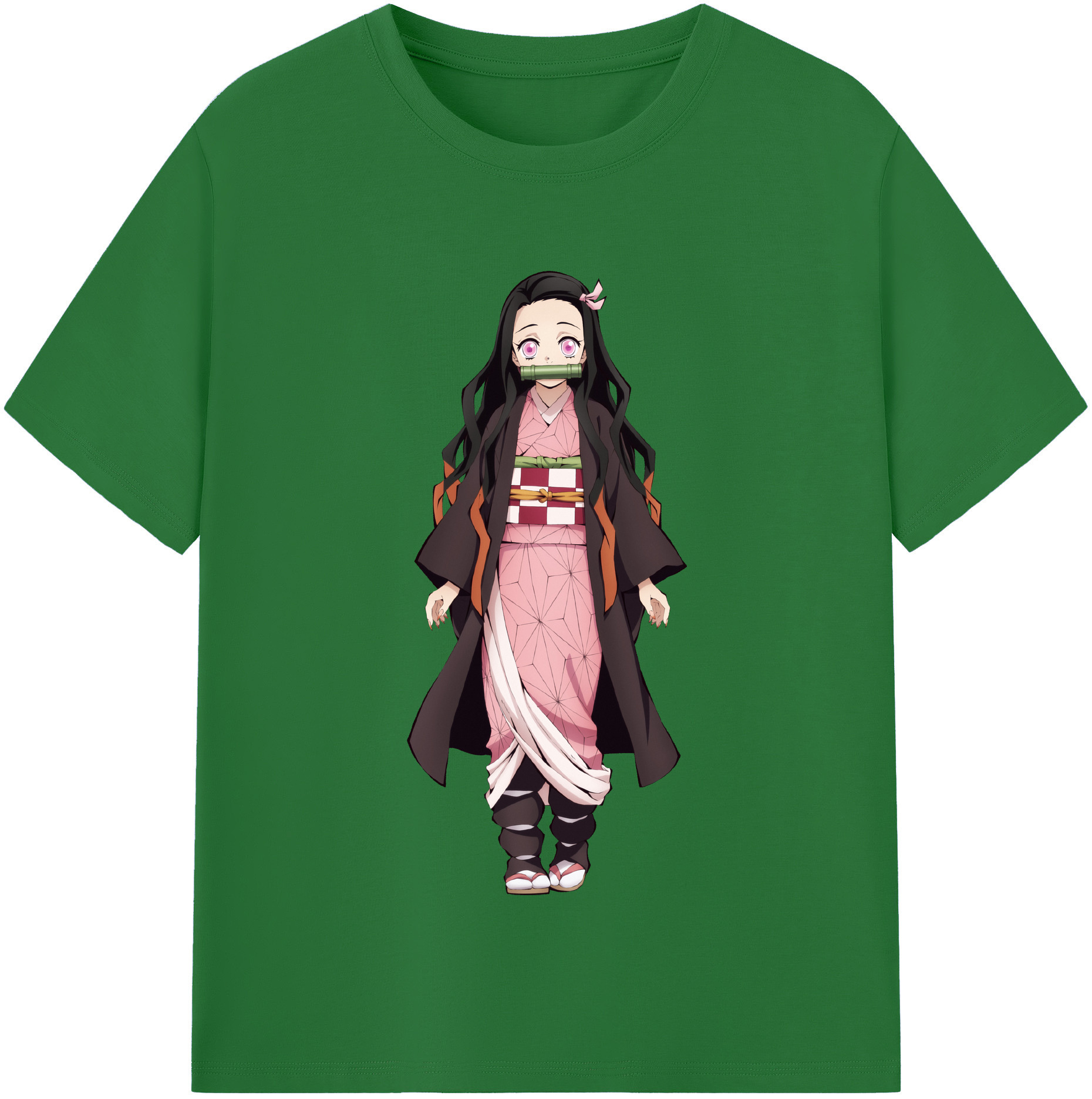（画像用） 鬼滅の刃（きめつのやいば）竈門 禰󠄀豆子／かまど ねずこ Kamado Nezuko 綿100％半袖Tシャツ（フロントプリント）