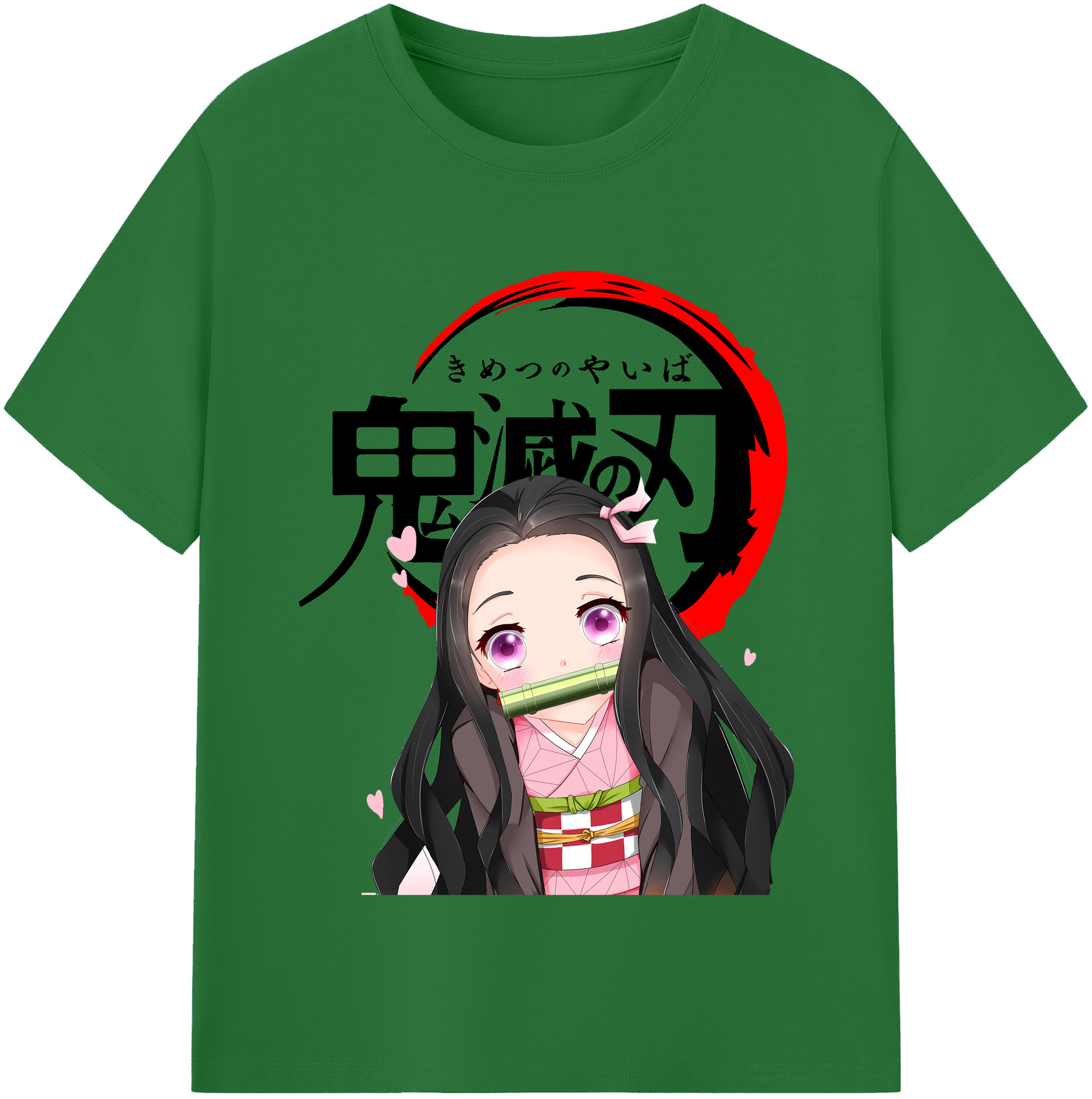 （画像用） 鬼滅の刃（きめつのやいば）竈門 禰󠄀豆子／かまど ねずこ Kamado Nezuko 綿100％半袖Tシャツ（フロントプリント）
