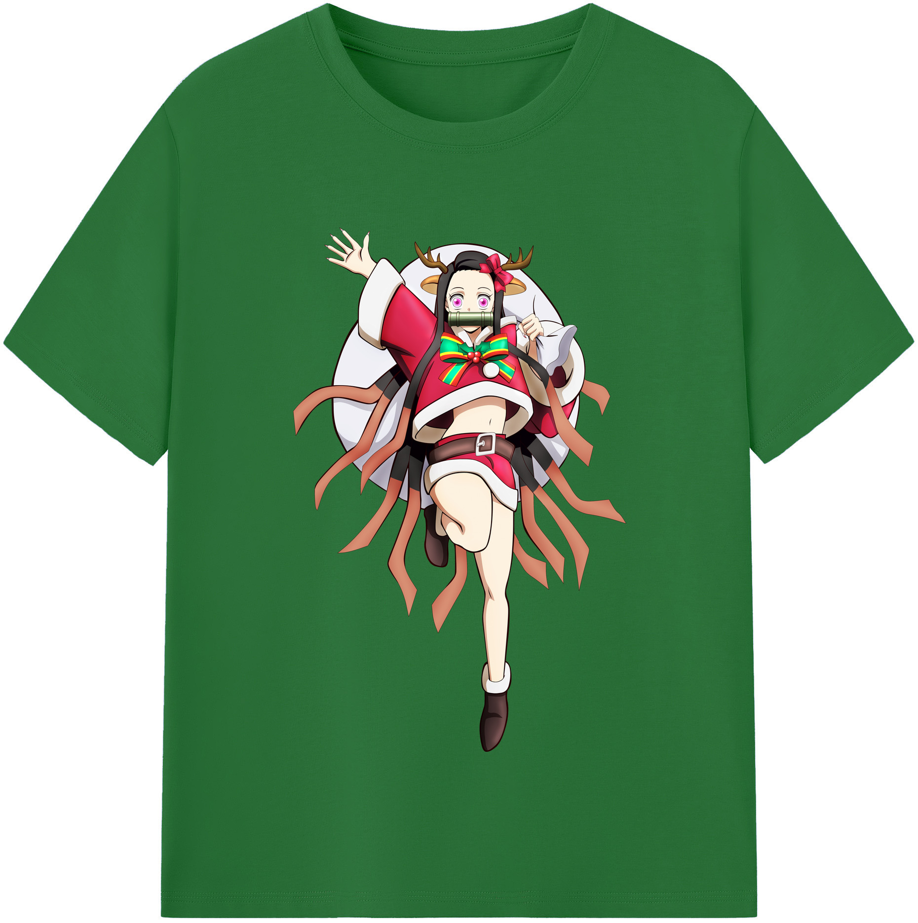 （画像用） 鬼滅の刃（きめつのやいば）竈門 禰󠄀豆子／かまど ねずこ Kamado Nezuko 綿100％半袖Tシャツ（フロントプリント）