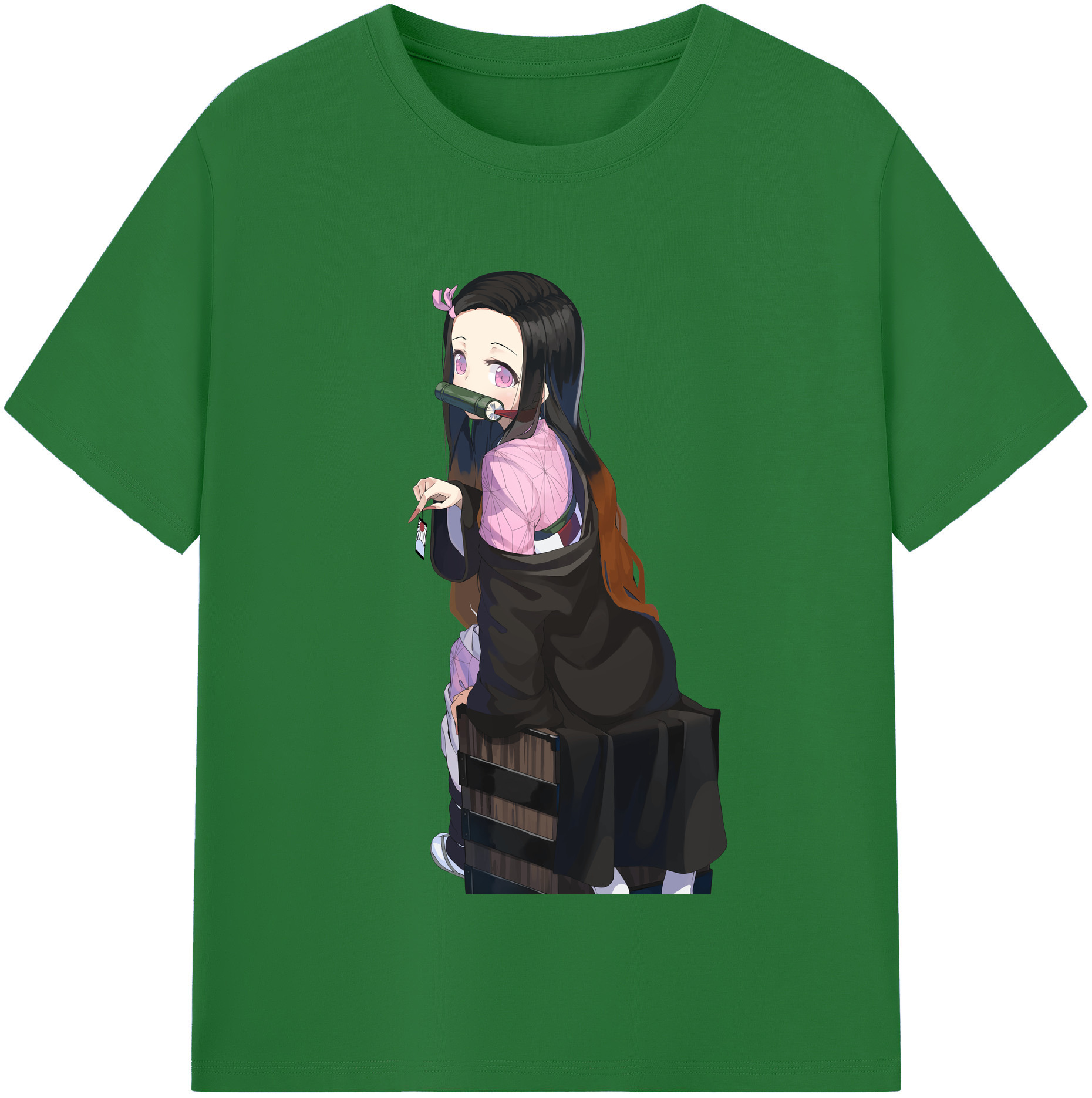 （画像用） 鬼滅の刃（きめつのやいば）竈門 禰󠄀豆子／かまど ねずこ Kamado Nezuko 綿100％半袖Tシャツ（フロントプリント）