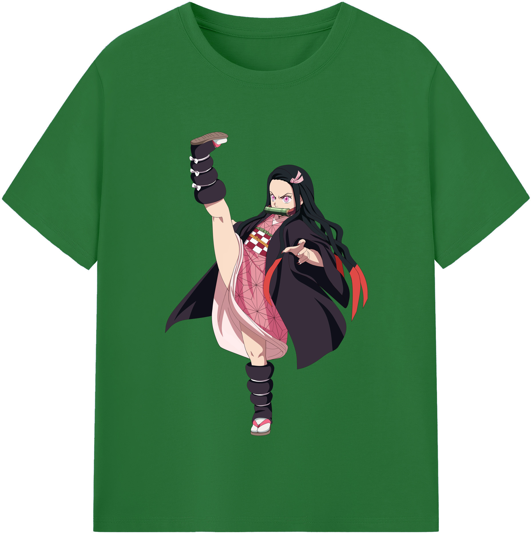 （画像用） 鬼滅の刃（きめつのやいば）竈門 禰󠄀豆子／かまど ねずこ Kamado Nezuko 綿100％半袖Tシャツ（フロントプリント）