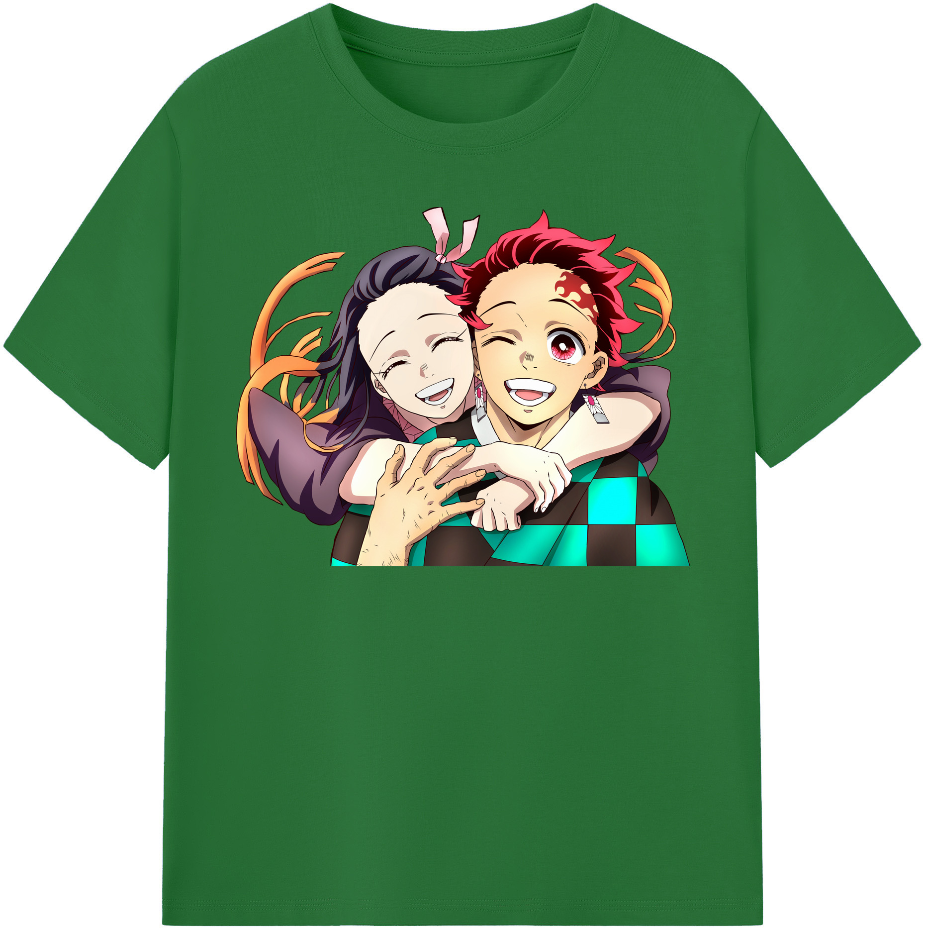 （画像用） 鬼滅の刃（きめつのやいば）竈門 禰󠄀豆子／かまど ねずこ Kamado Nezuko 綿100％半袖Tシャツ（フロントプリント）