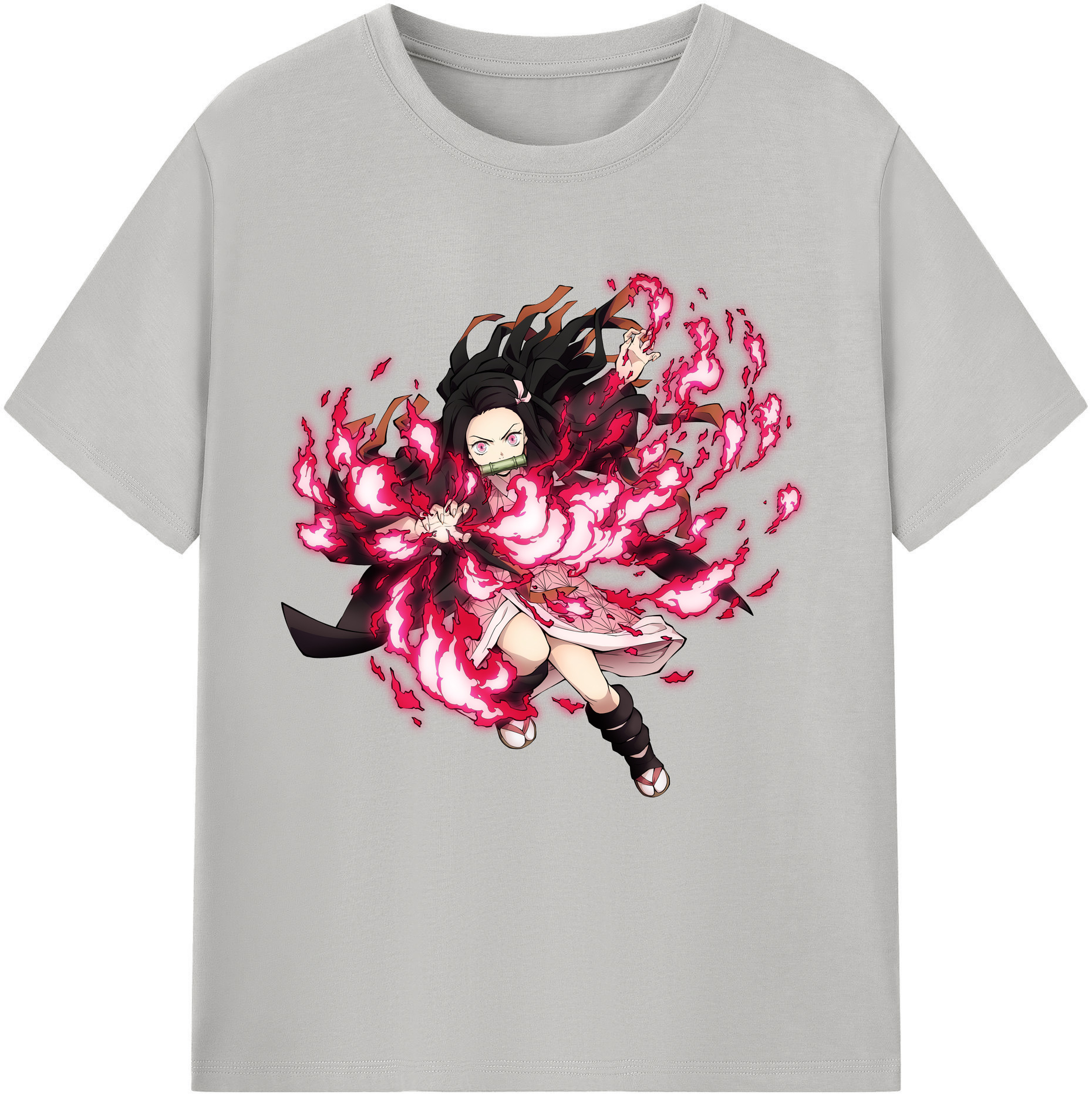 （画像用） 鬼滅の刃（きめつのやいば）竈門 禰󠄀豆子／かまど ねずこ Kamado Nezuko 綿100％半袖Tシャツ（フロントプリント）