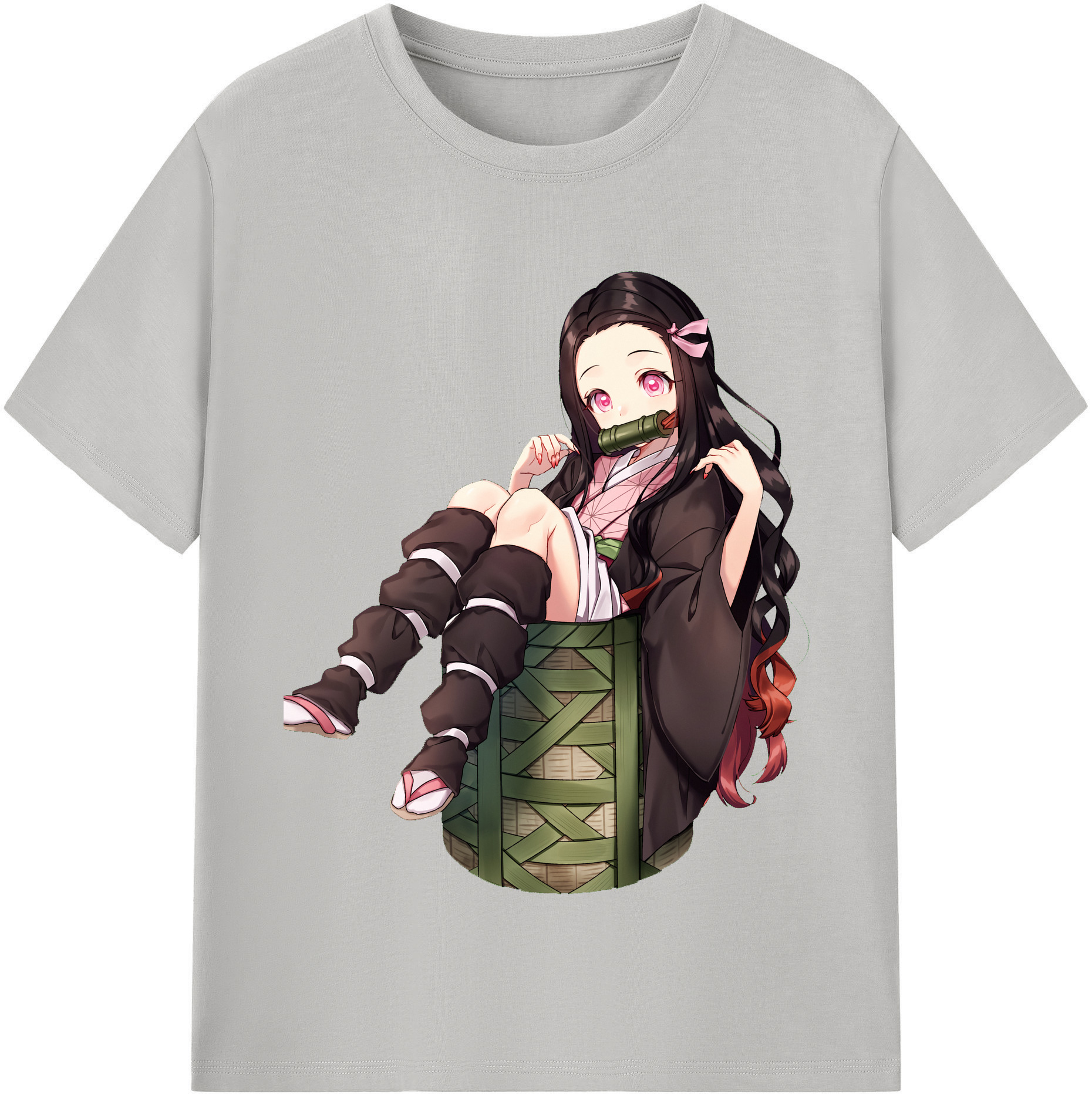 （画像用） 鬼滅の刃（きめつのやいば）竈門 禰󠄀豆子／かまど ねずこ Kamado Nezuko 綿100％半袖Tシャツ（フロントプリント）