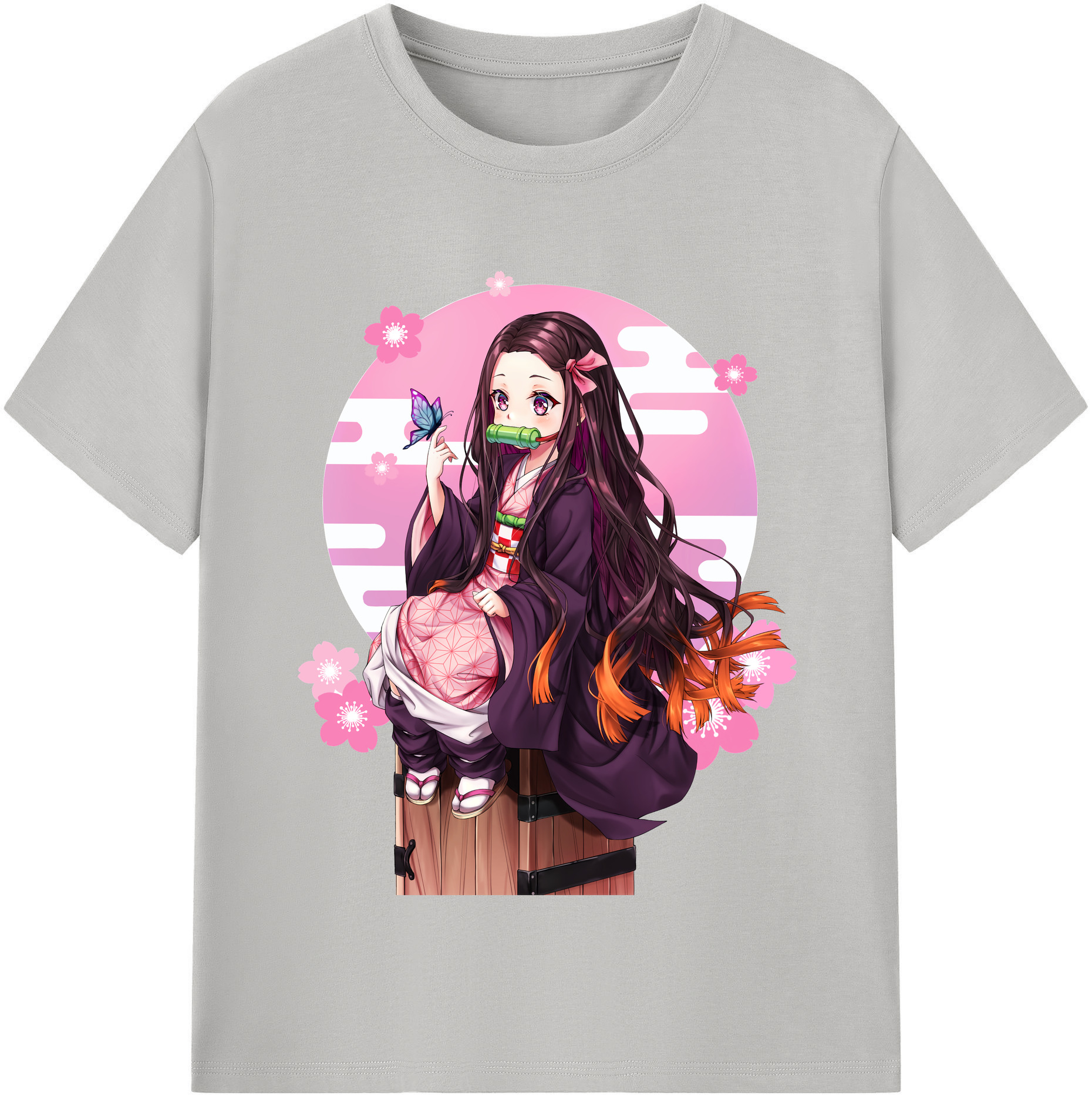 （画像用） 鬼滅の刃（きめつのやいば）竈門 禰󠄀豆子／かまど ねずこ Kamado Nezuko 綿100％半袖Tシャツ（フロントプリント）