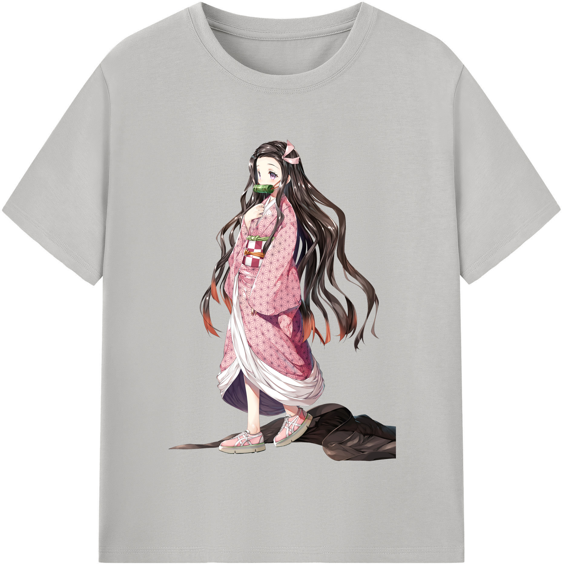 （画像用） 鬼滅の刃（きめつのやいば）竈門 禰󠄀豆子／かまど ねずこ Kamado Nezuko 綿100％半袖Tシャツ（フロントプリント）