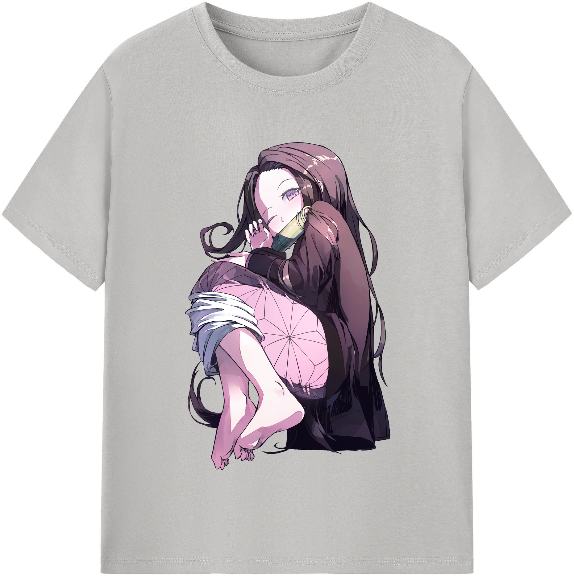 （画像用） 鬼滅の刃（きめつのやいば）竈門 禰󠄀豆子／かまど ねずこ Kamado Nezuko 綿100％半袖Tシャツ（フロントプリント）