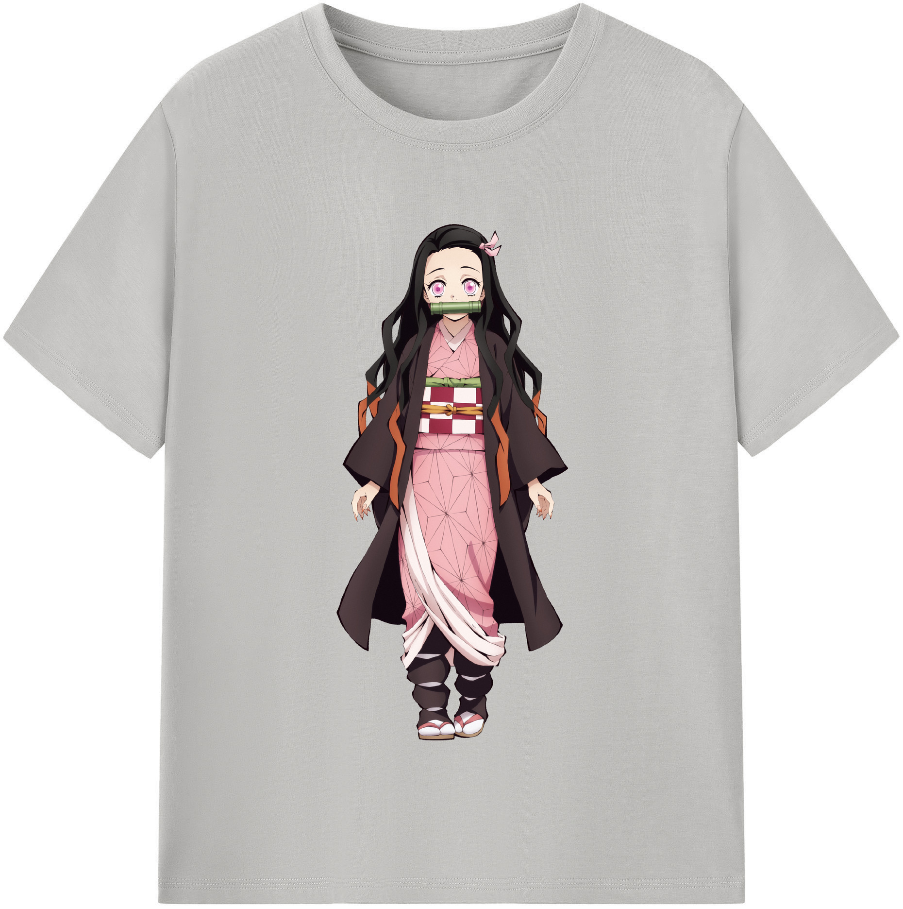 （画像用） 鬼滅の刃（きめつのやいば）竈門 禰󠄀豆子／かまど ねずこ Kamado Nezuko 綿100％半袖Tシャツ（フロントプリント）