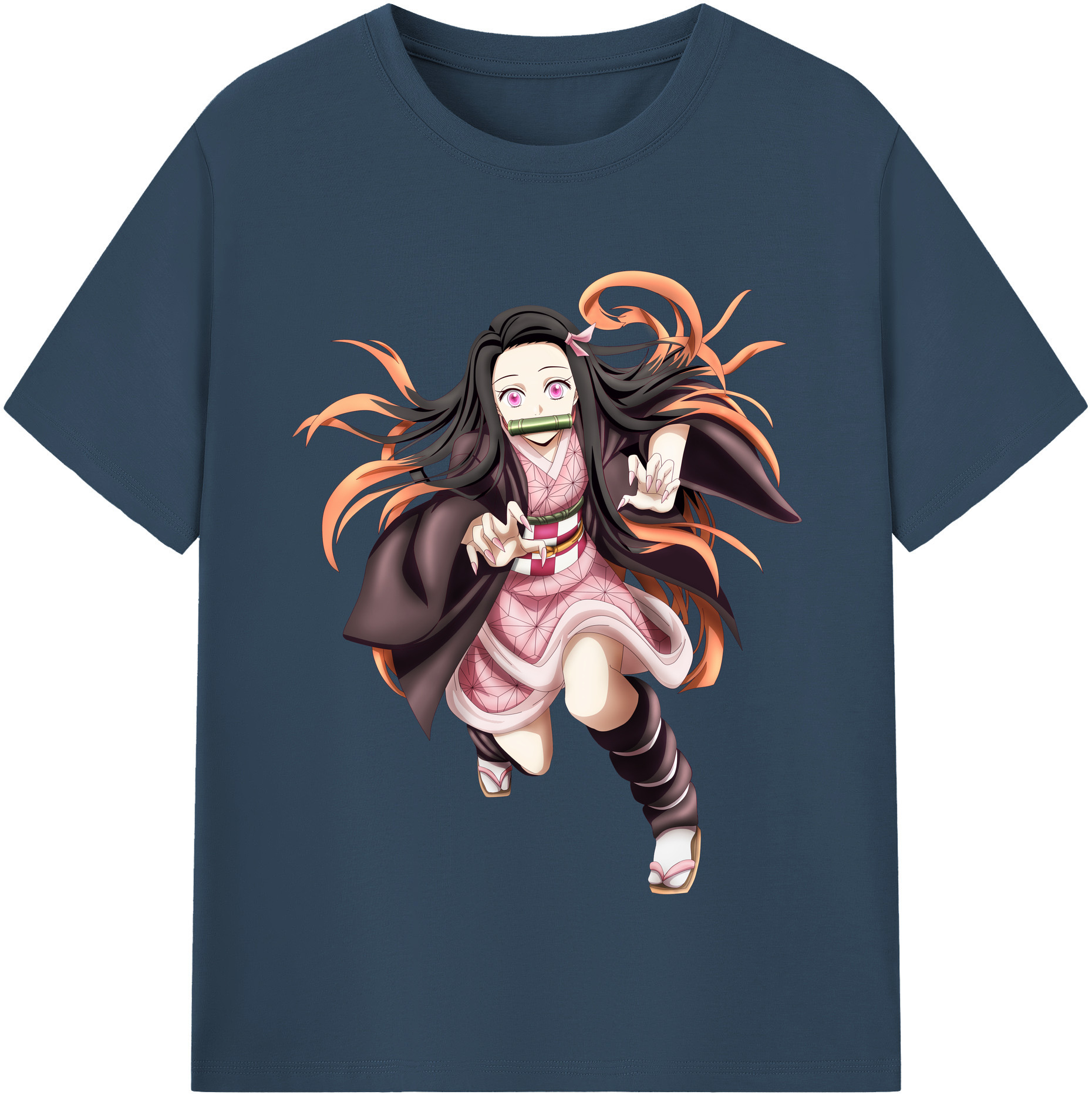 （画像用） 鬼滅の刃（きめつのやいば）竈門 禰󠄀豆子／かまど ねずこ Kamado Nezuko 綿100％半袖Tシャツ（フロントプリント）