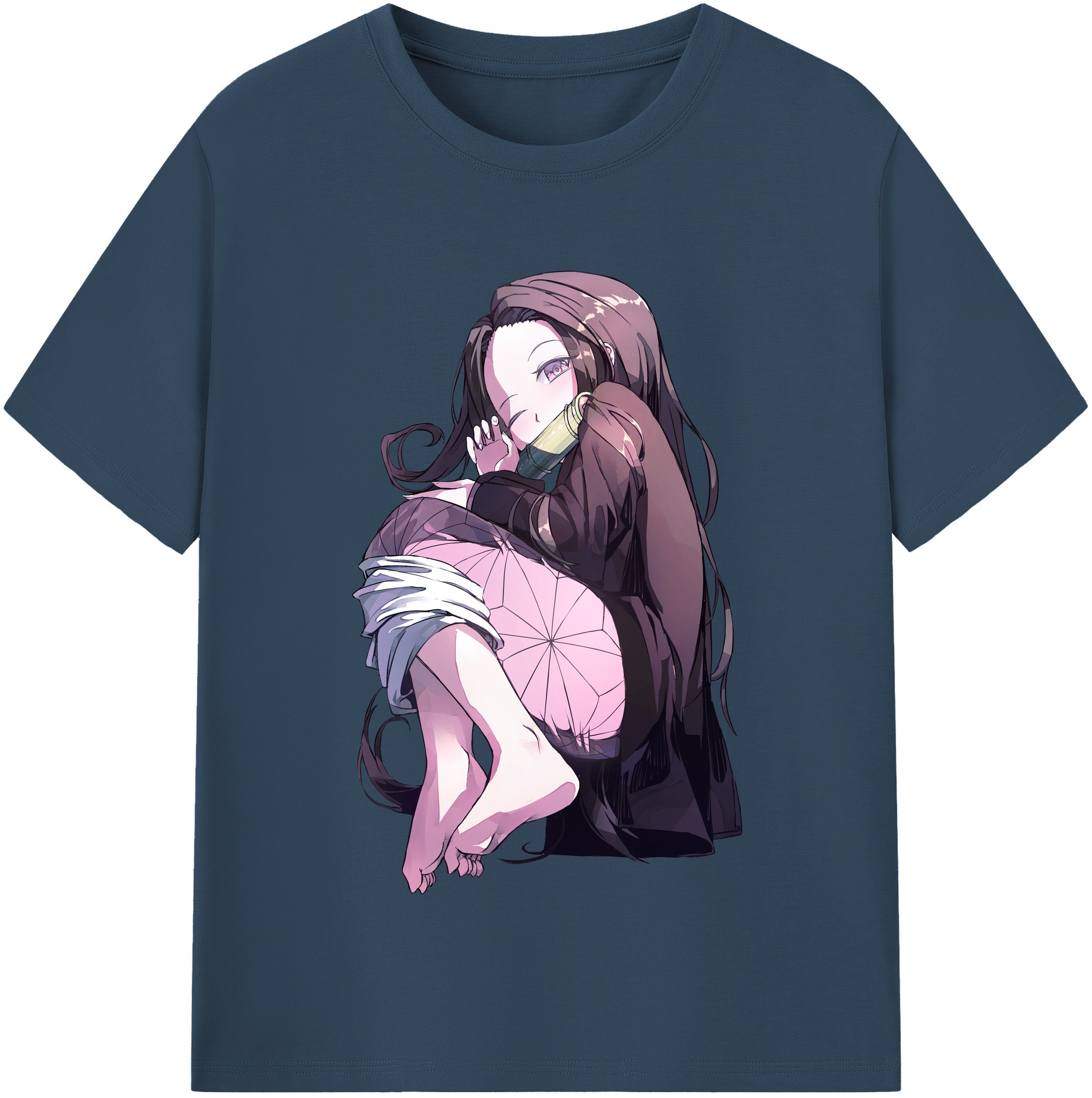 （画像用） 鬼滅の刃（きめつのやいば）竈門 禰󠄀豆子／かまど ねずこ Kamado Nezuko 綿100％半袖Tシャツ（フロントプリント）