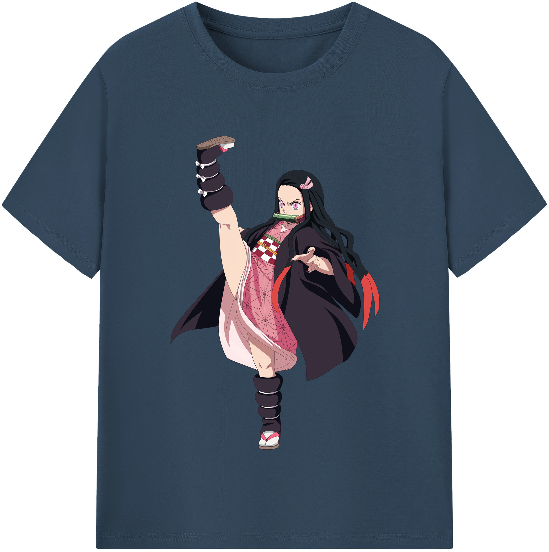 （画像用） 鬼滅の刃（きめつのやいば）竈門 禰󠄀豆子／かまど ねずこ Kamado Nezuko 綿100％半袖Tシャツ（フロントプリント）