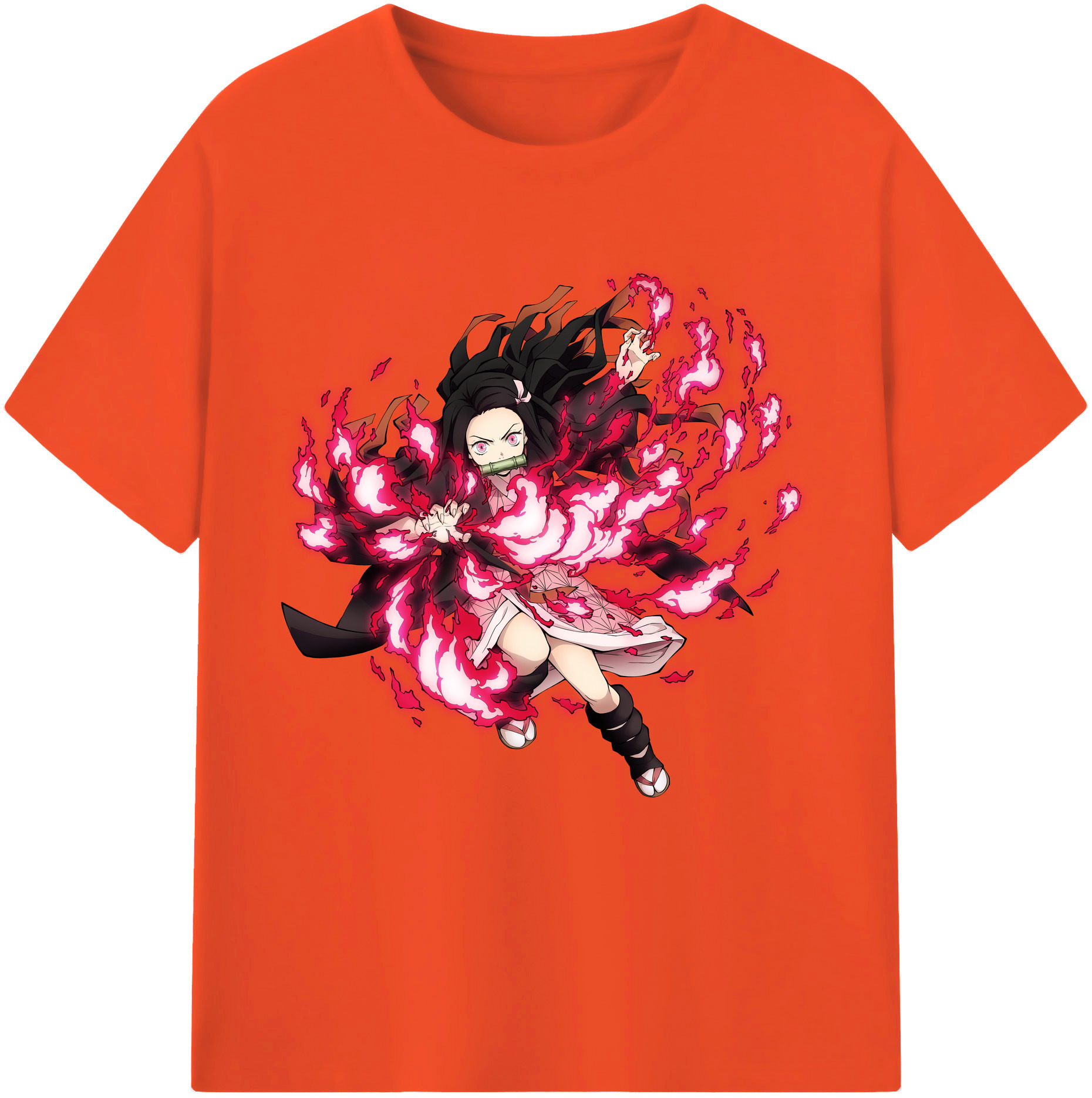 （画像用） 鬼滅の刃（きめつのやいば）竈門 禰󠄀豆子／かまど ねずこ Kamado Nezuko 綿100％半袖Tシャツ（フロントプリント）