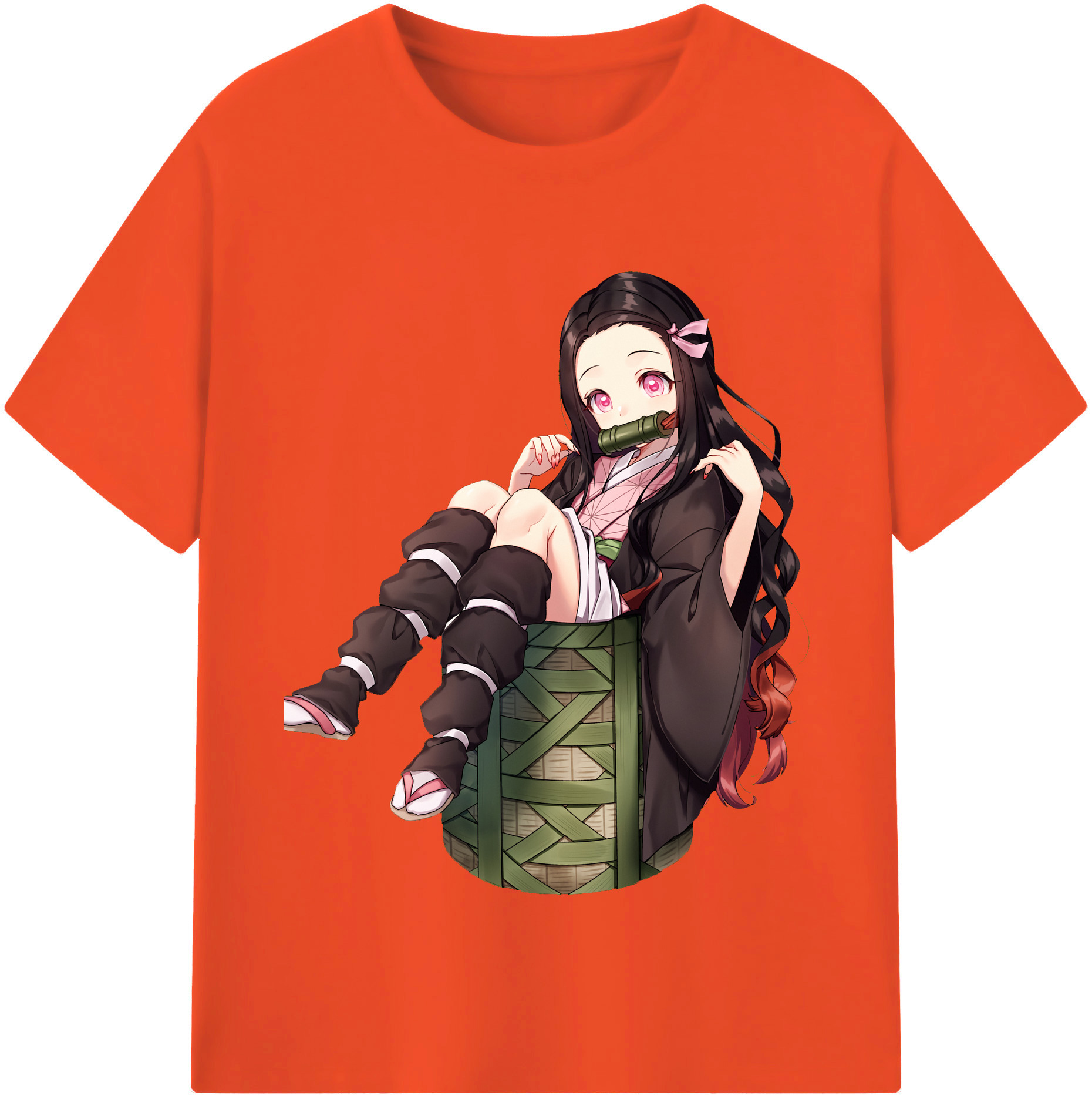 （画像用） 鬼滅の刃（きめつのやいば）竈門 禰󠄀豆子／かまど ねずこ Kamado Nezuko 綿100％半袖Tシャツ（フロントプリント）