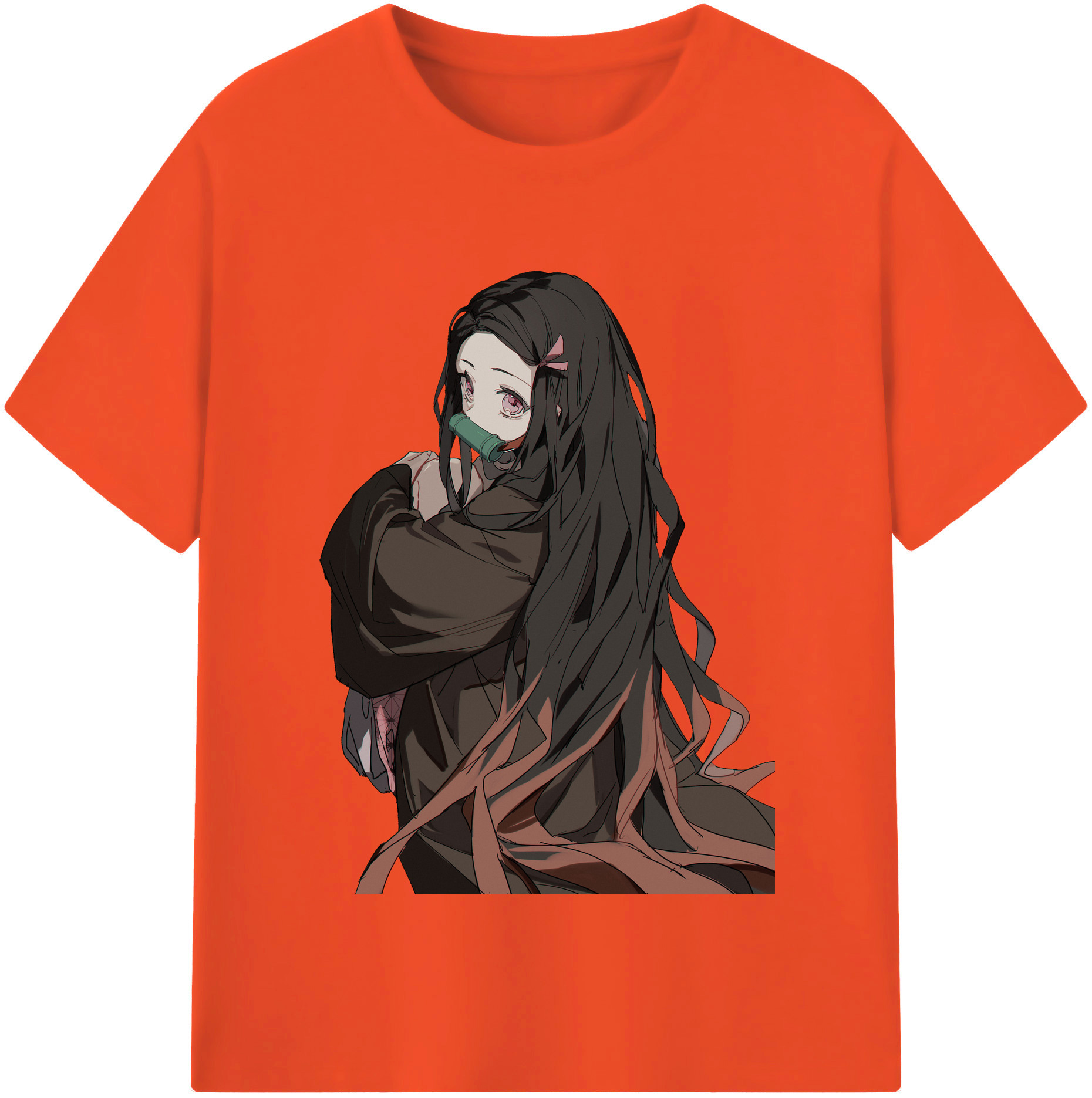 （画像用） 鬼滅の刃（きめつのやいば）竈門 禰󠄀豆子／かまど ねずこ Kamado Nezuko 綿100％半袖Tシャツ（フロントプリント）
