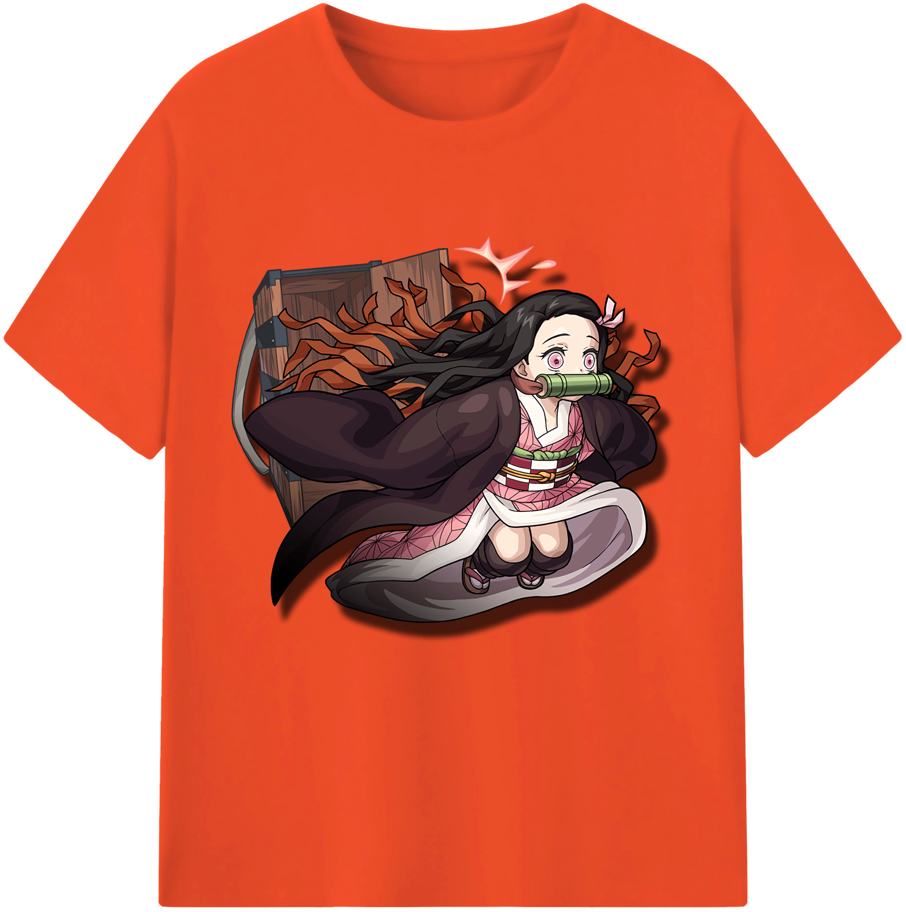 （画像用） 鬼滅の刃（きめつのやいば）竈門 禰󠄀豆子／かまど ねずこ Kamado Nezuko 綿100％半袖Tシャツ（フロントプリント）