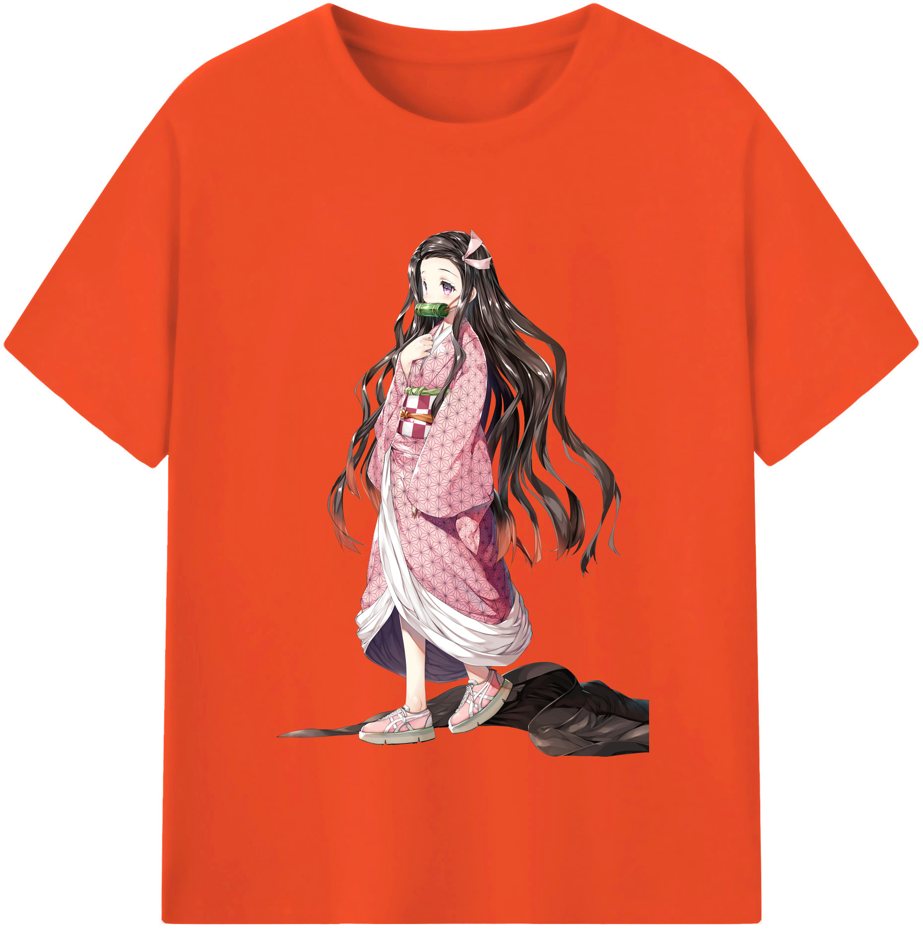 （画像用） 鬼滅の刃（きめつのやいば）竈門 禰󠄀豆子／かまど ねずこ Kamado Nezuko 綿100％半袖Tシャツ（フロントプリント）