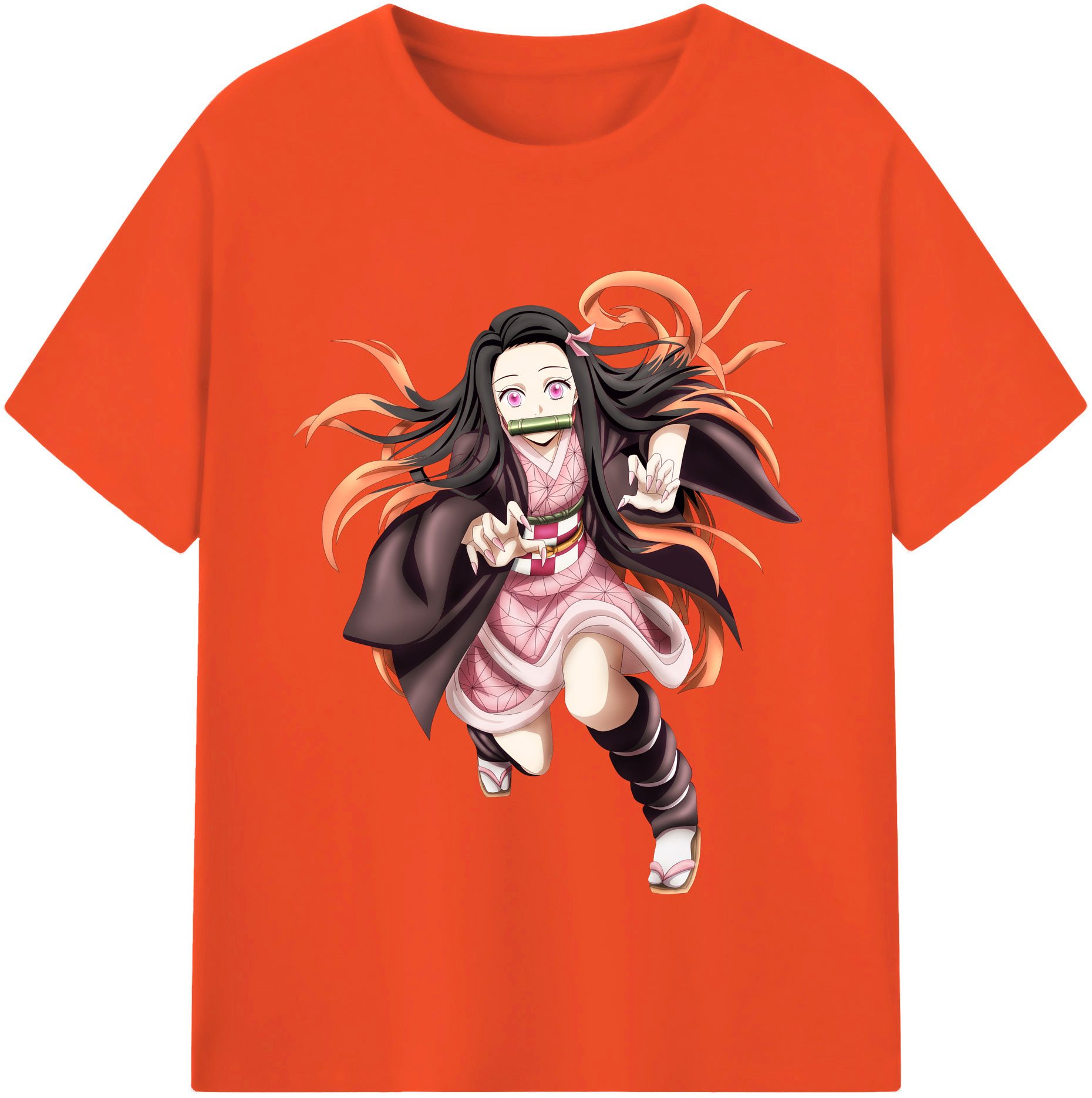 （画像用） 鬼滅の刃（きめつのやいば）竈門 禰󠄀豆子／かまど ねずこ Kamado Nezuko 綿100％半袖Tシャツ（フロントプリント）