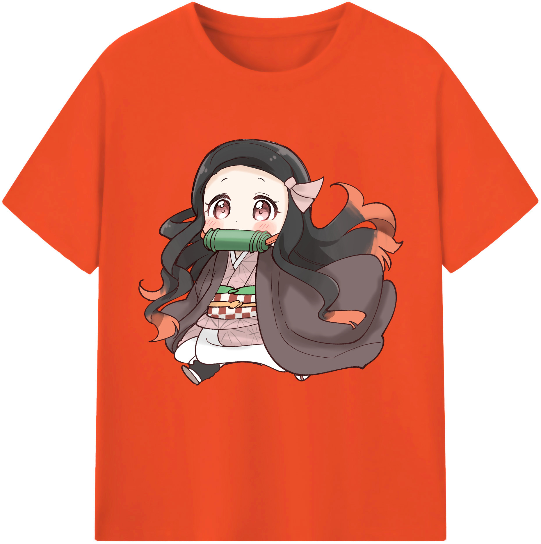 （画像用） 鬼滅の刃（きめつのやいば）竈門 禰󠄀豆子／かまど ねずこ Kamado Nezuko 綿100％半袖Tシャツ（フロントプリント）