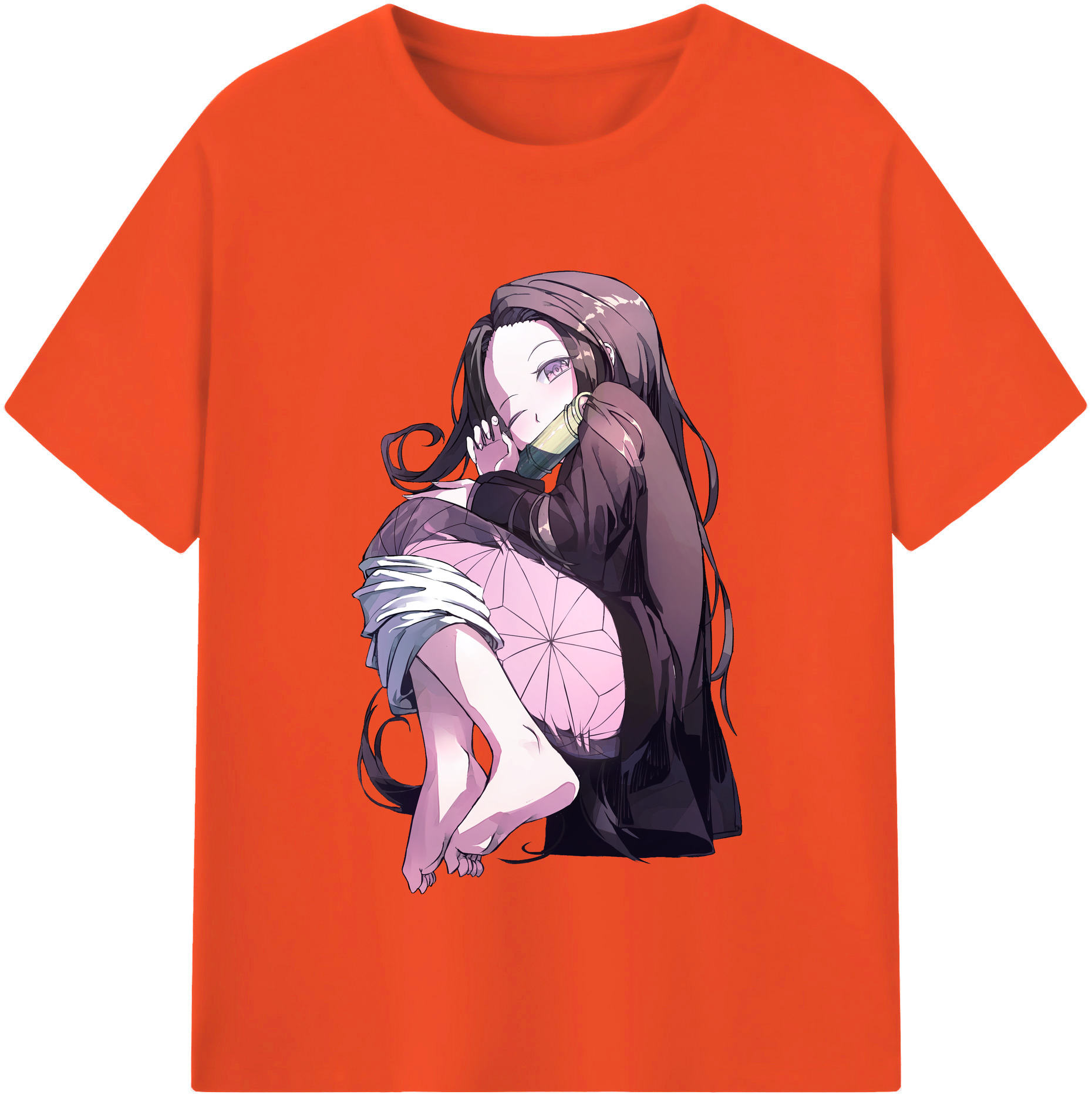 （画像用） 鬼滅の刃（きめつのやいば）竈門 禰󠄀豆子／かまど ねずこ Kamado Nezuko 綿100％半袖Tシャツ（フロントプリント）