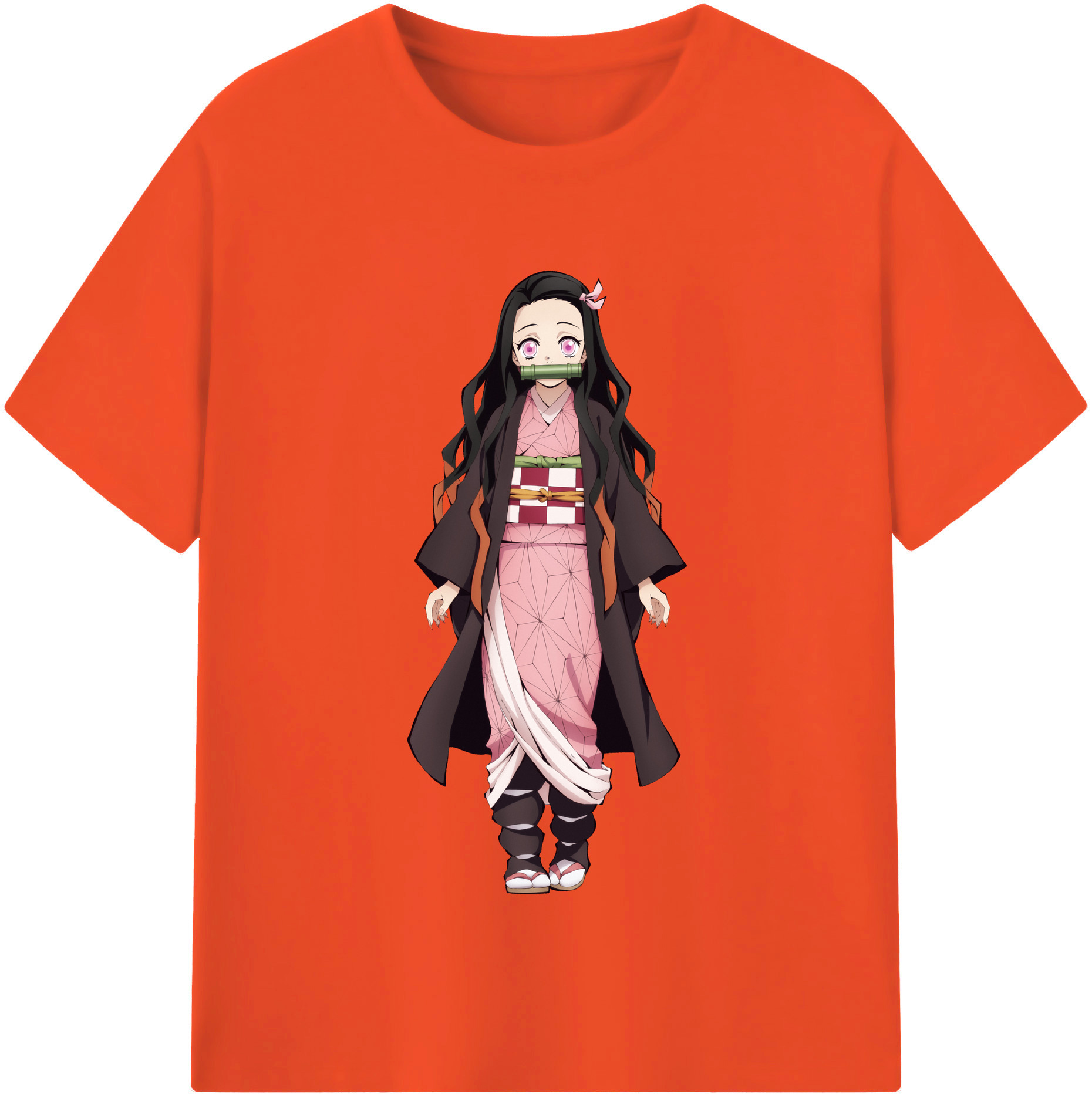 （画像用） 鬼滅の刃（きめつのやいば）竈門 禰󠄀豆子／かまど ねずこ Kamado Nezuko 綿100％半袖Tシャツ（フロントプリント）
